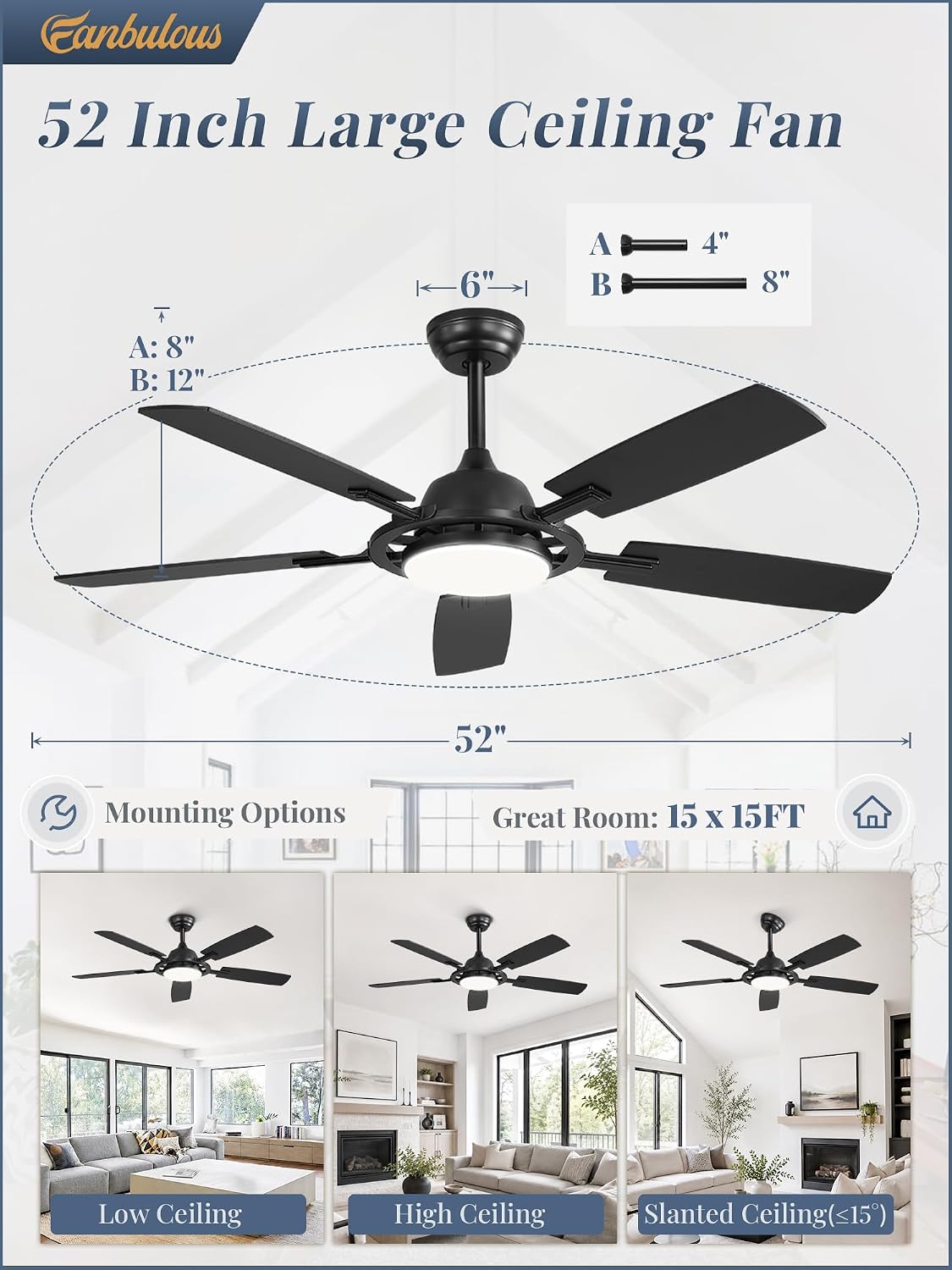 Detalle de Fanbulous Ceiling Fan, 52-Inch