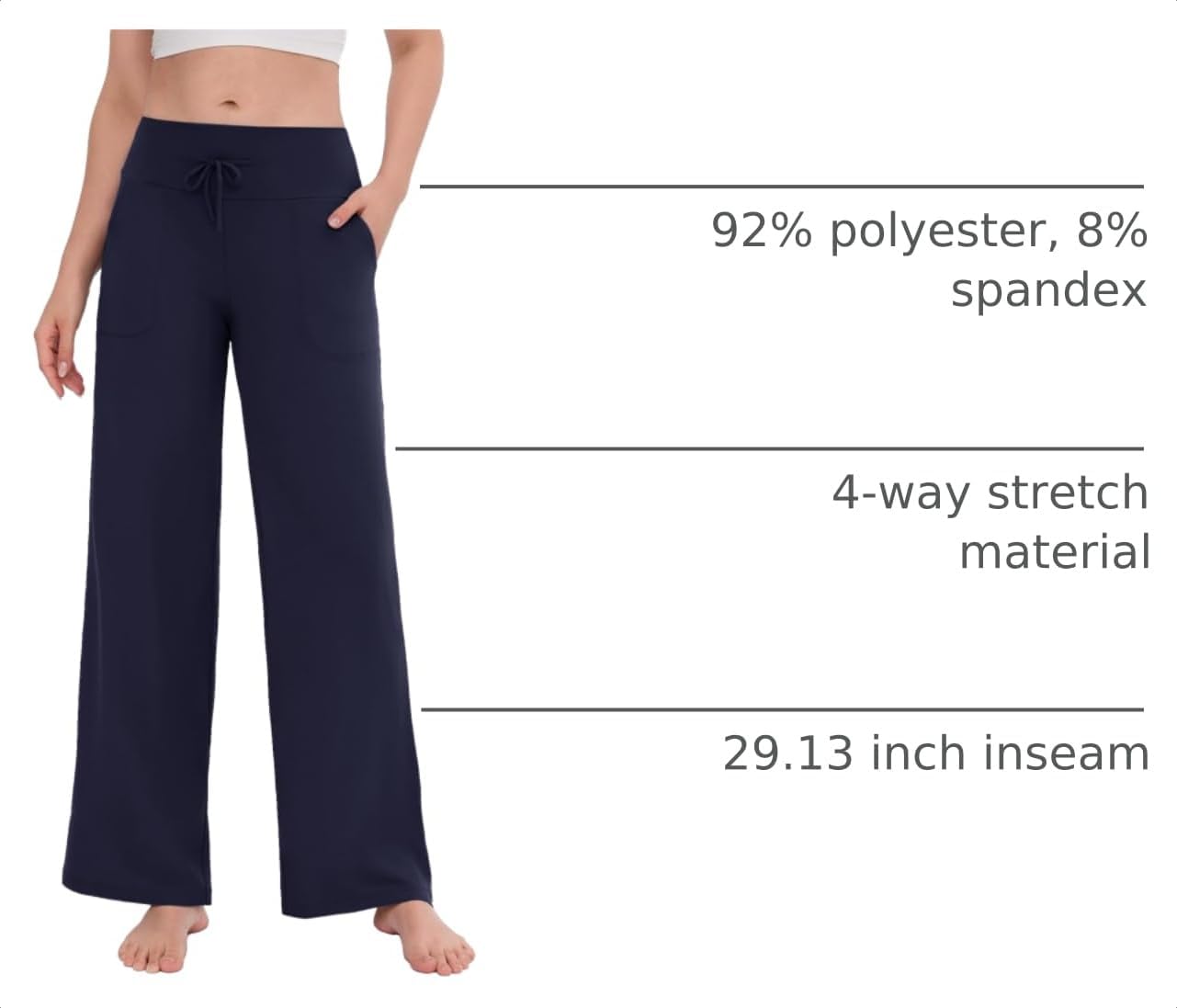 Detalle 2 de ZOOSIXX Capri Pants for Women - Wide Leg Loose Casual Trousers with Pockets