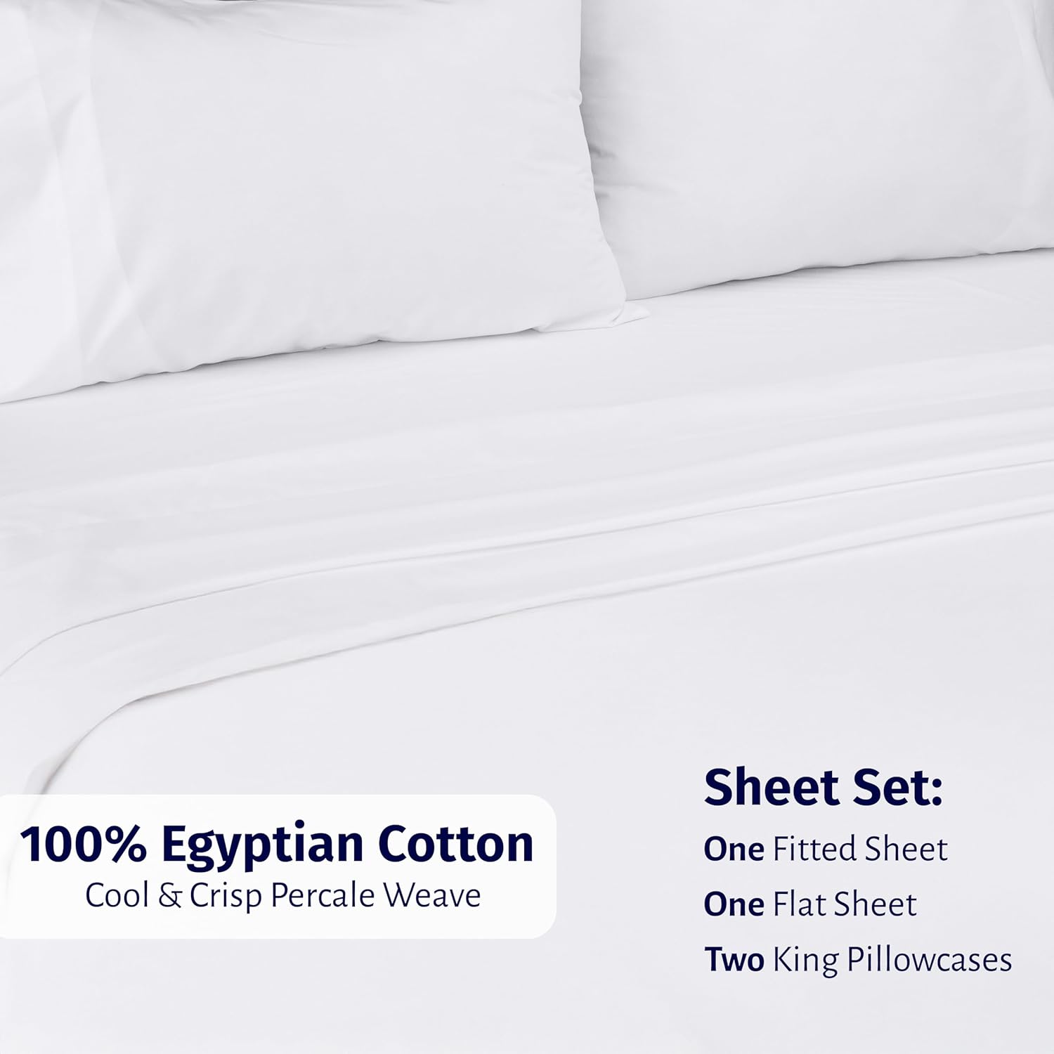Detalle de California Design Den Certified 100% Egyptian Cotton King Percale Sheet Set with Deep Pockets