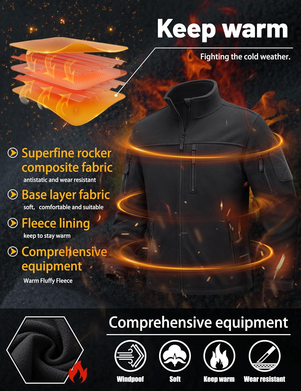 Detalle de TACVASEN Fleecejacke Herren warm