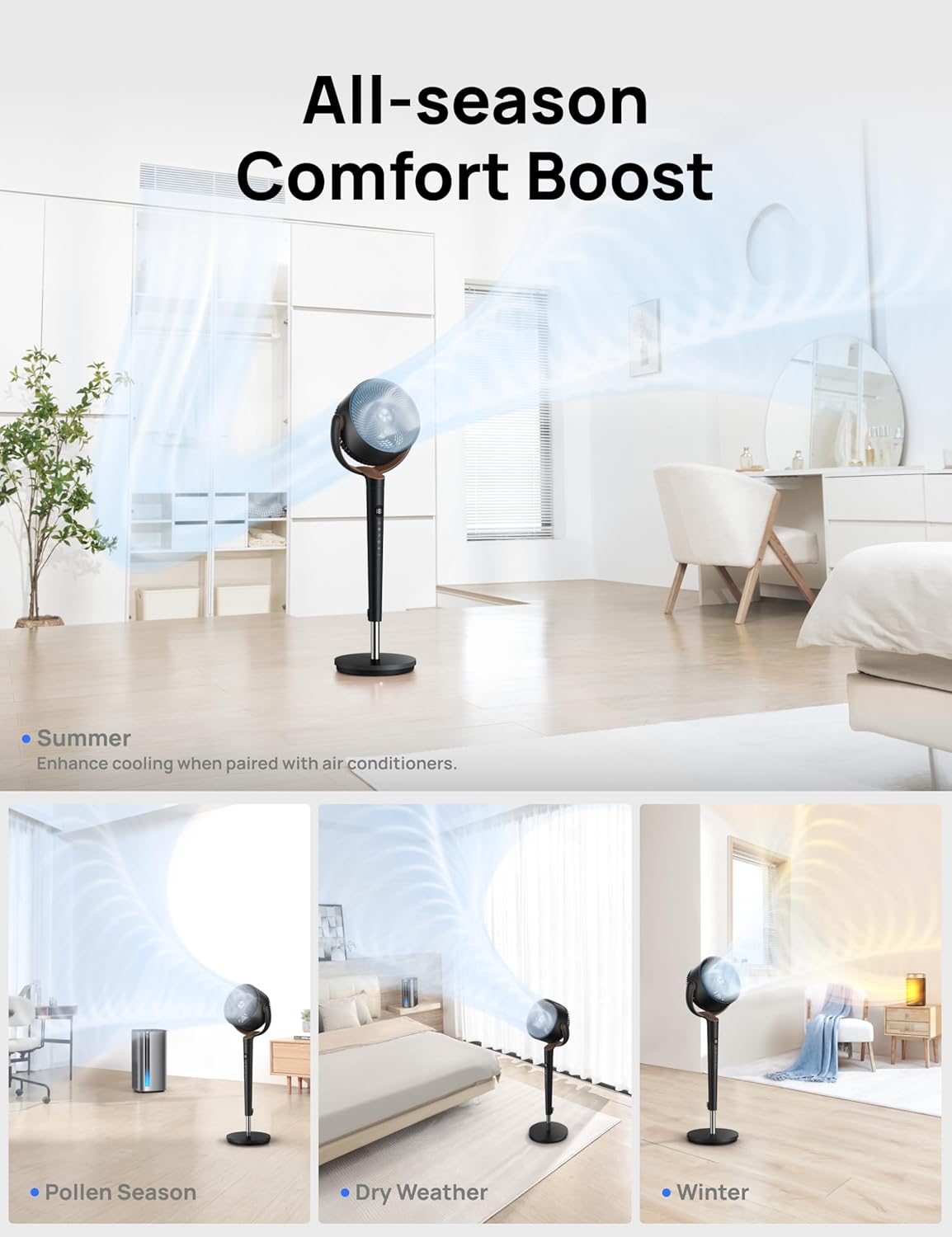 Thumbnail 6 de Dreo 20dB Ultra Quiet Standing Pedestal Fan with 120° Oscillation, Remote & 8H Timer