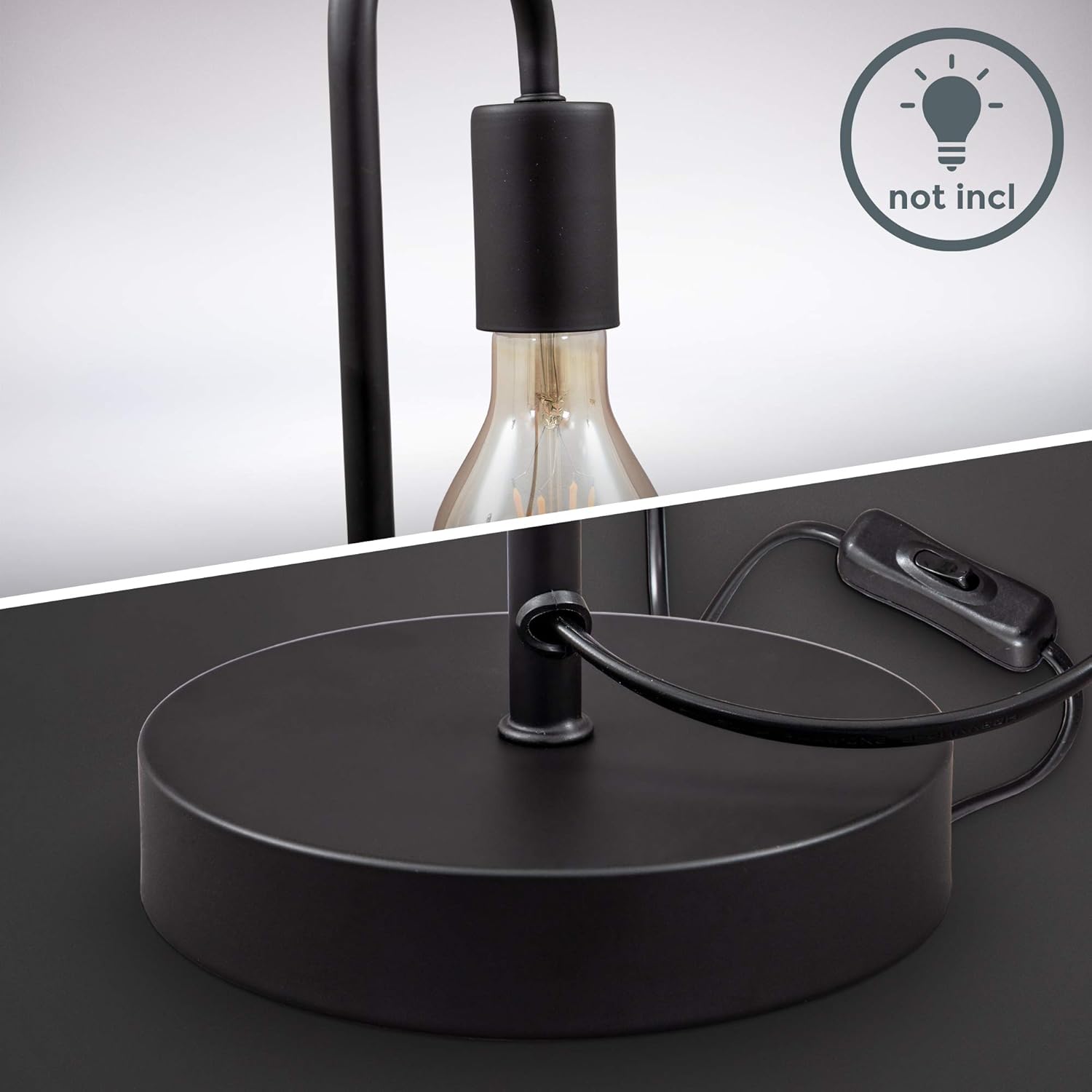 Detalle de B.K.Licht Lámpara de Mesa Retro 📖 E27, Metal, Negro