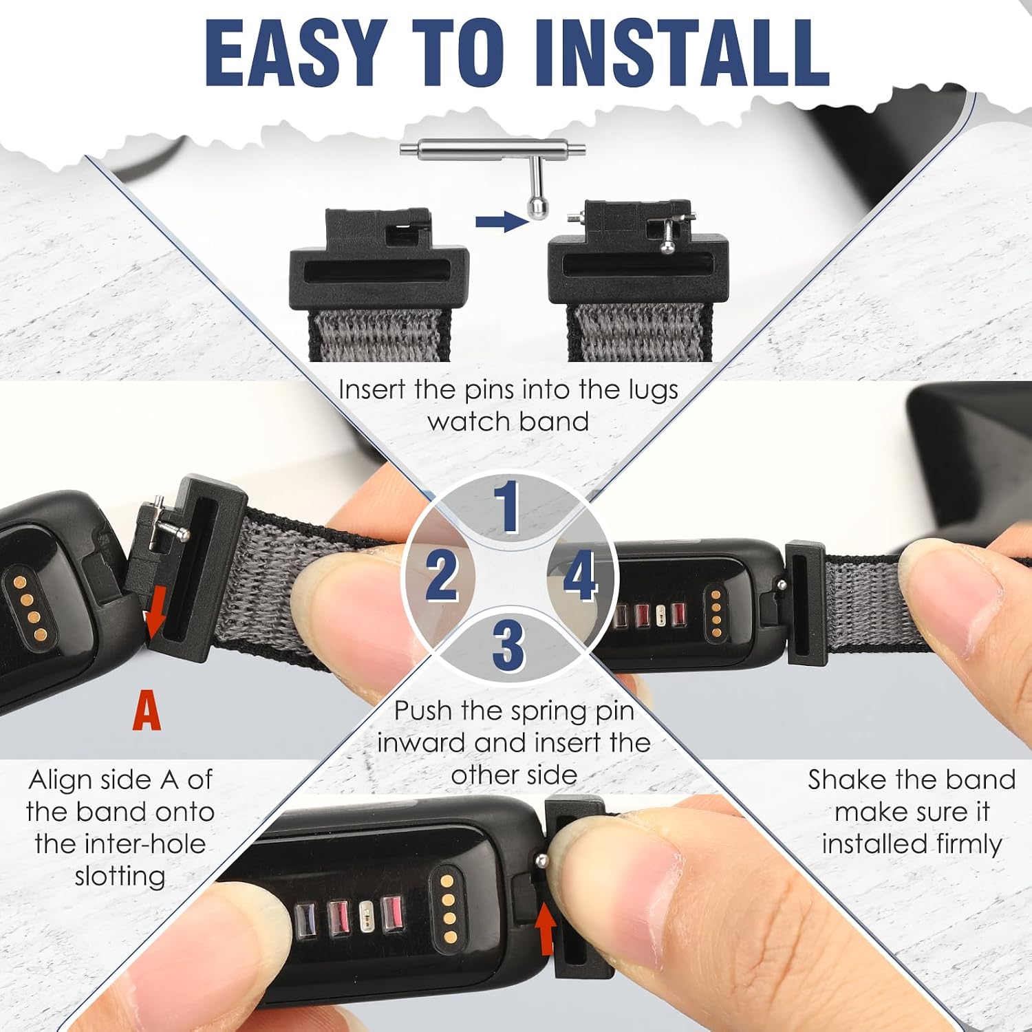 Detalle de Nylon Sport Loop Straps replacement for Fitbit Inspire 3/2, Inspire HR/Inspire and Ace 2/Ace 3