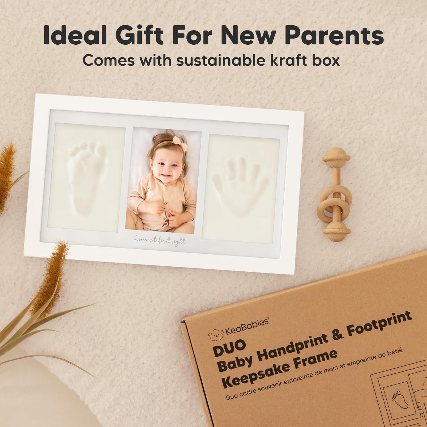 Thumbnail 3 de KeaBabies Baby Hand and Footprint Kit - Clay Keepsake Frame (Alpine White)