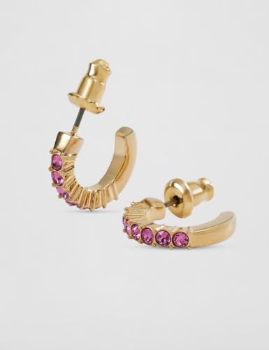 Detalle de Swarovski Pendientes de aro Mini Hoop: aro redondo en tono oro con pavé de cristales rosas