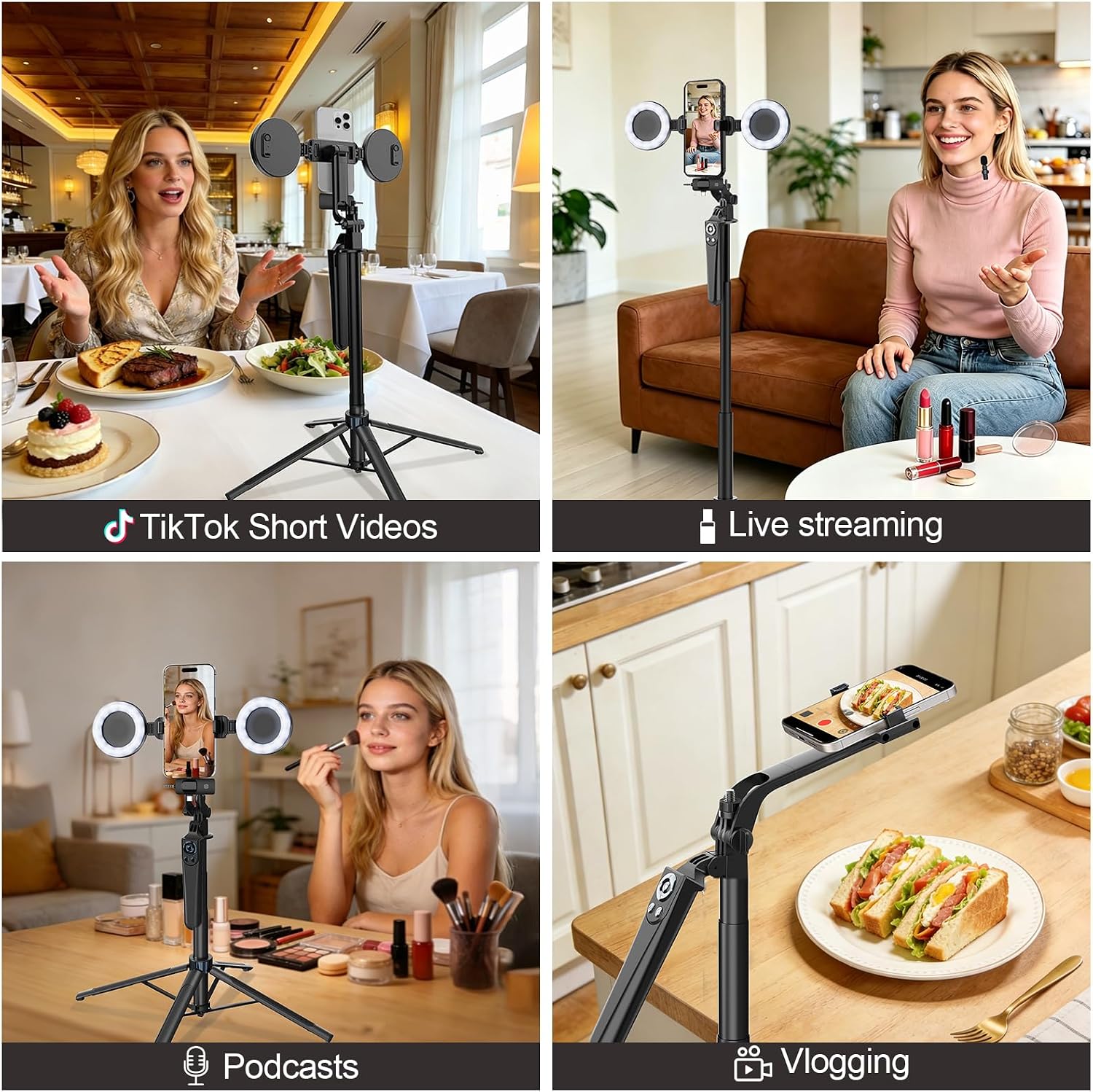 Thumbnail 6 de Ocwqp H29k-LM40-MKFD Vlogging Kit with 71-Inch Tripod, Lights & Wireless Mic