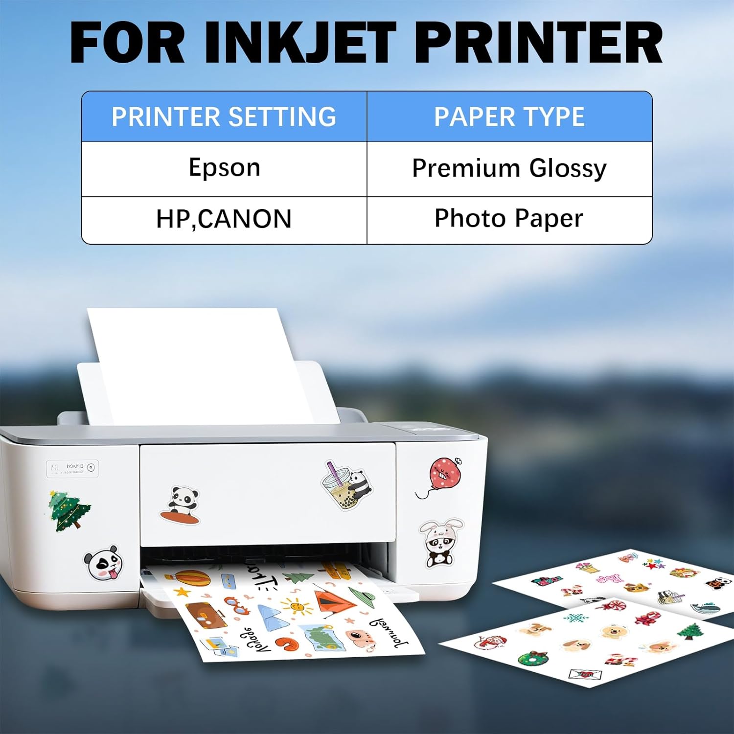 Thumbnail 1 de Ruibytree bedruckbares glänzendes Vinyl-Aufkleberpapier für Tintenstrahldrucker – A4 (30 Blätter, 297 × 210 mm)