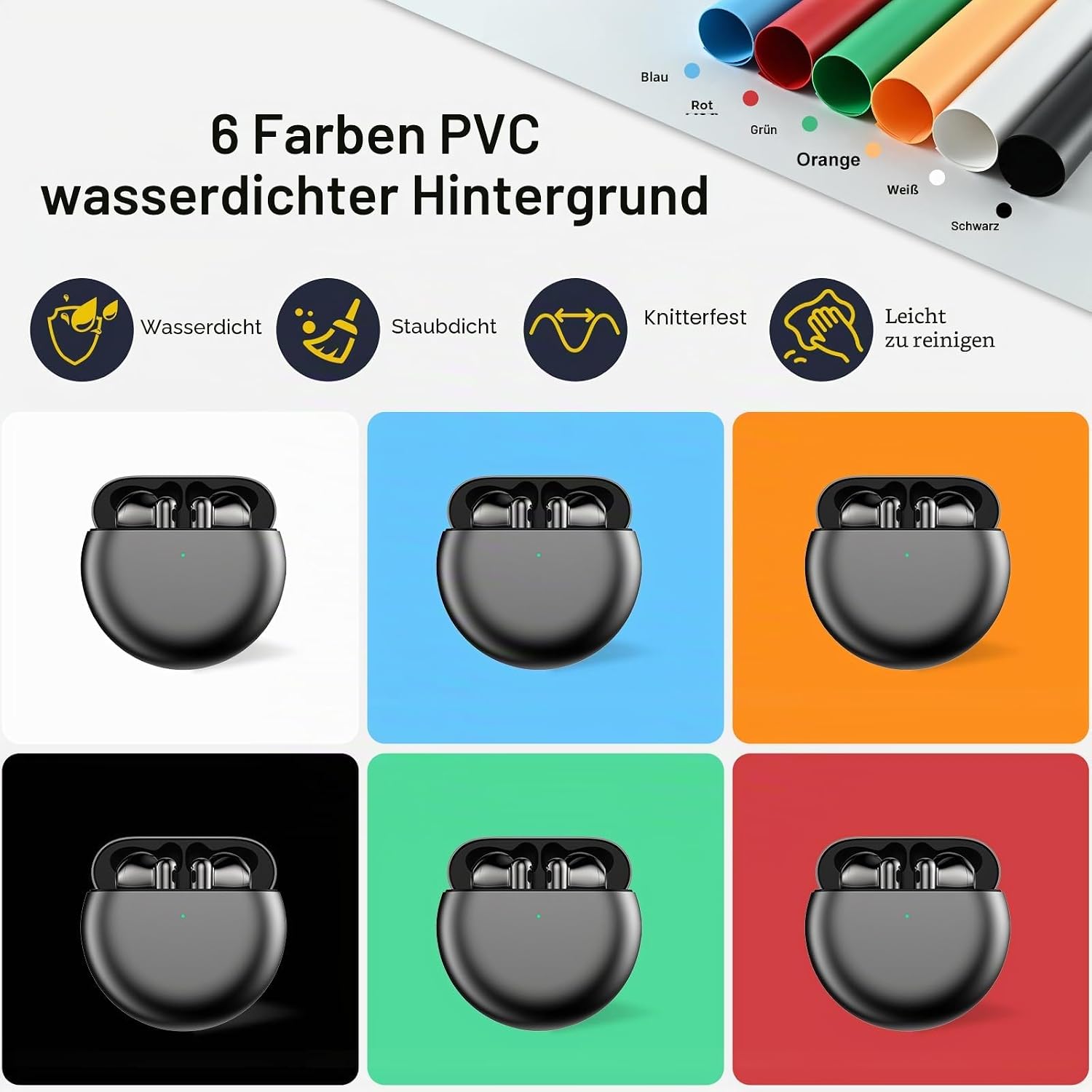 Detalle de BENOISON Fotobox 40x40 cm Lichtkasten mit 120 LED und 6 Hintergründen – für Schmuck- und Kleinprodukte