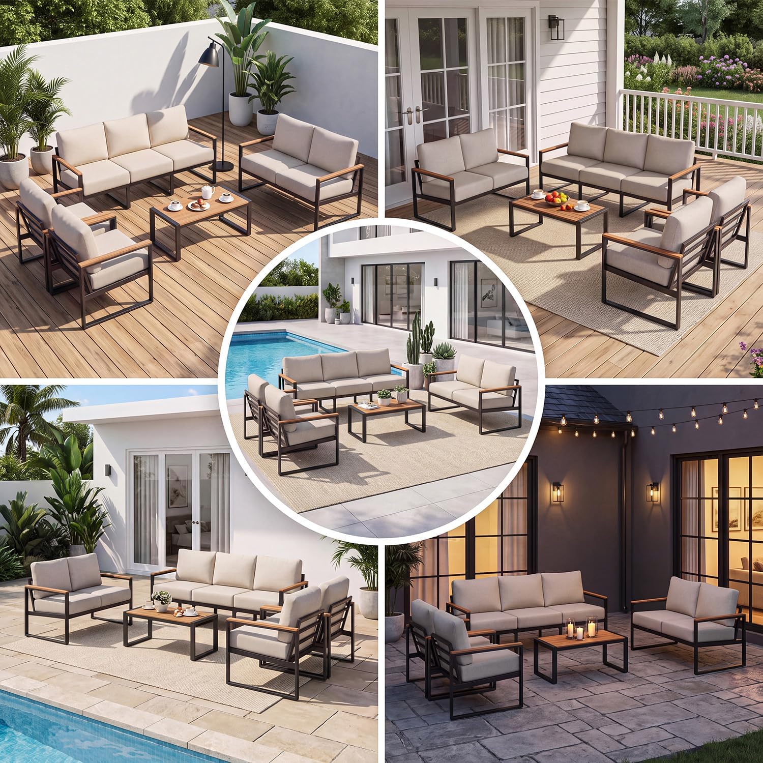 Detalle 2 de Aoxun Patio Furniture Set, 5-Piece