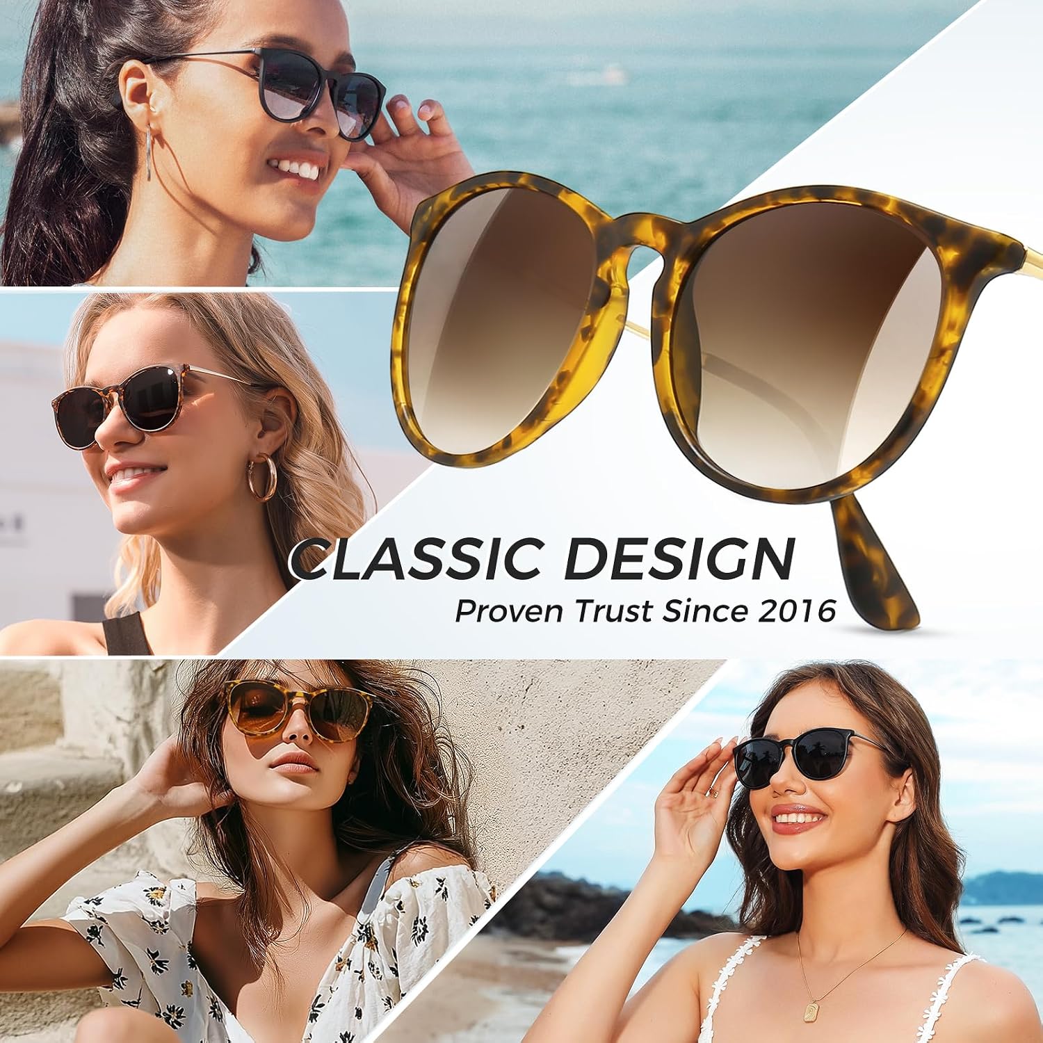 Thumbnail 1 de SUNGAIT Vintage Runde Damen Sonnenbrille