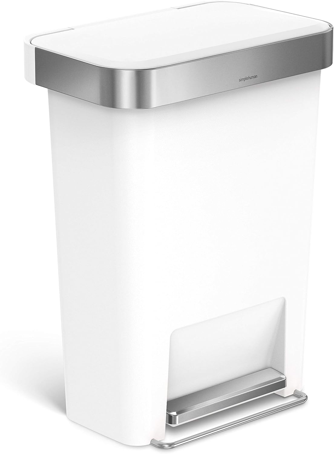 simplehuman CW1387CB – biały prostokątny kosz pedałowy 45 l z kieszenią na wkłady