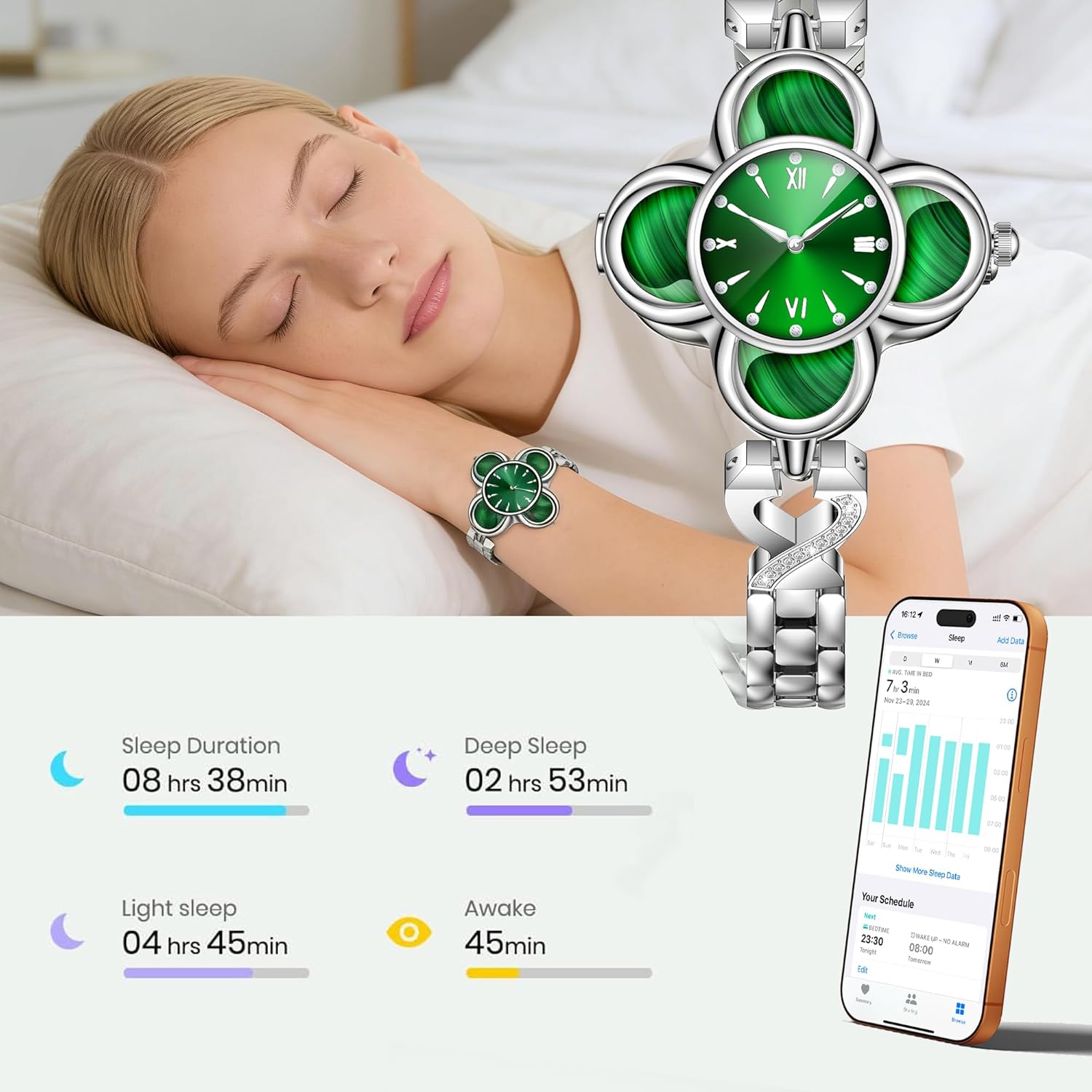 Thumbnail 3 de Bracelet Connecté Trèfle à Quatre Feuilles IP68 – Montre Fitness Élégante et Puissante