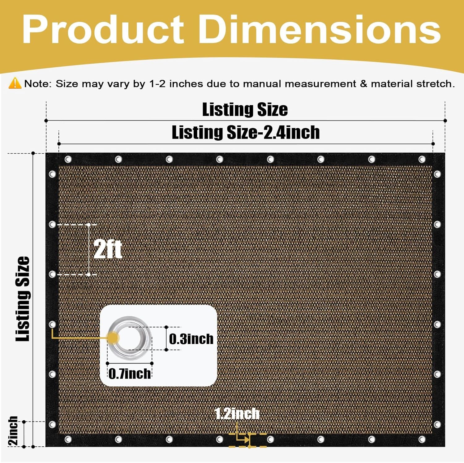 Detalle de Shade&Beyond 90% Sun Shade Cloth with Grommets (12' x 20')
