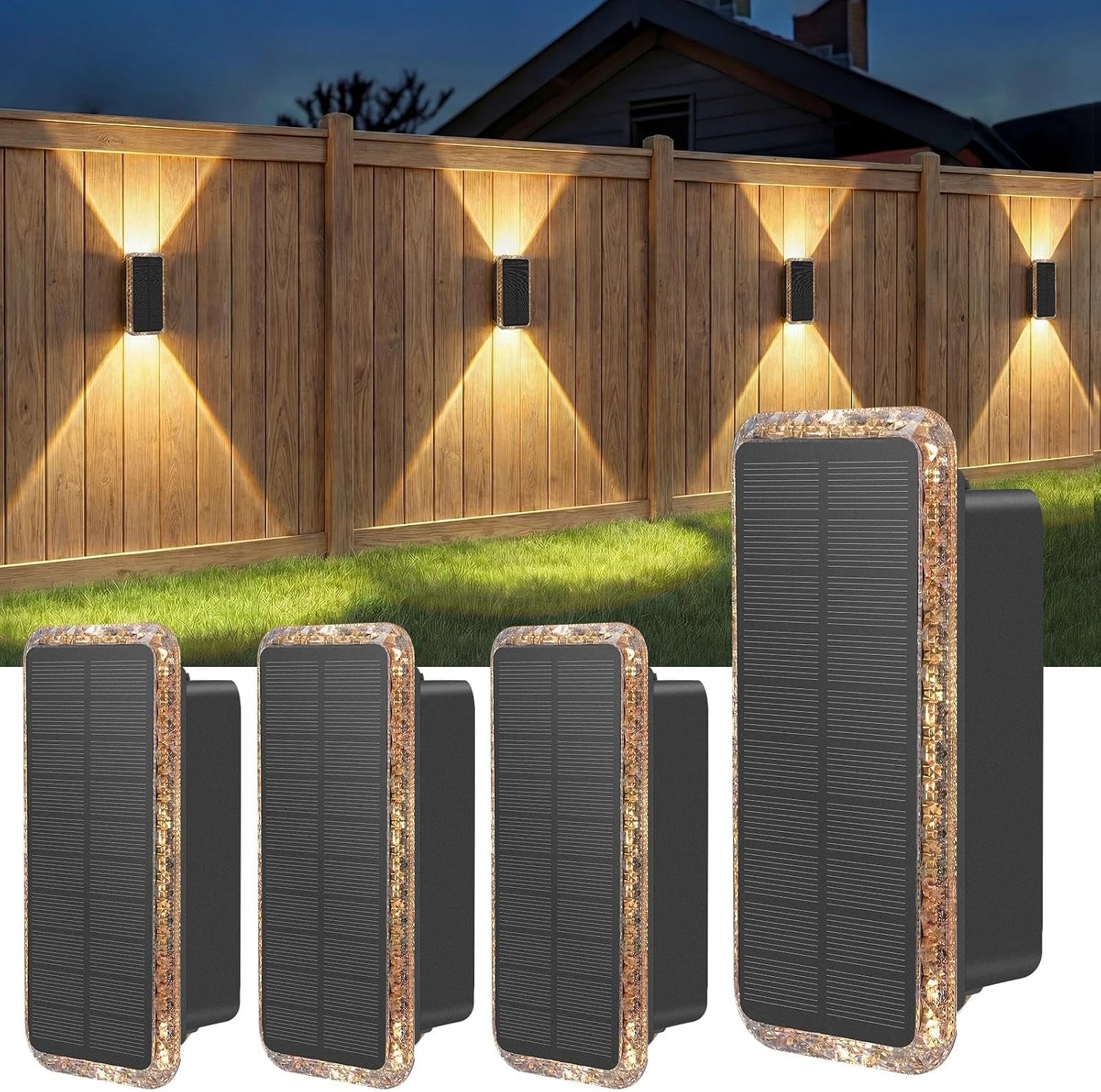 Detalle de vighep Solar Wandleuchte Außen 4er-Set: Up & Down Leuchte, 5 Farbtemperaturen, IP65
