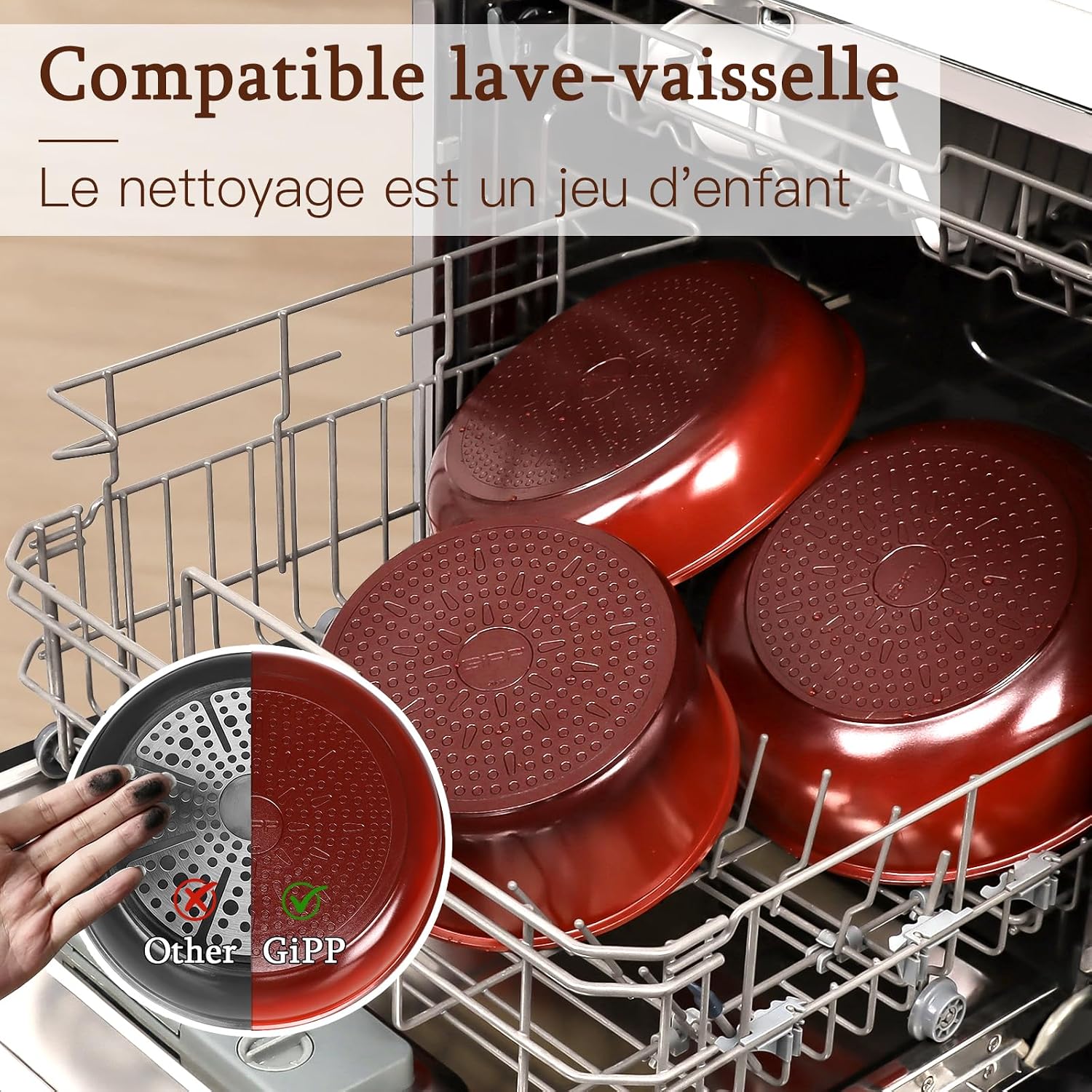 Detalle de GiPP WBR0501TZK pannenset, 5-delig met afneembare handgreep