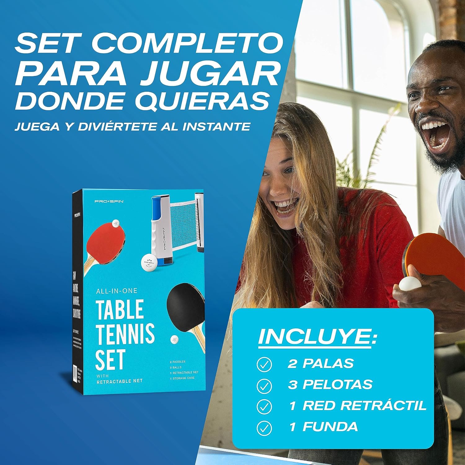 Detalle 2 de PRO-SPIN Set de Ping Pong Portátil 183 cm