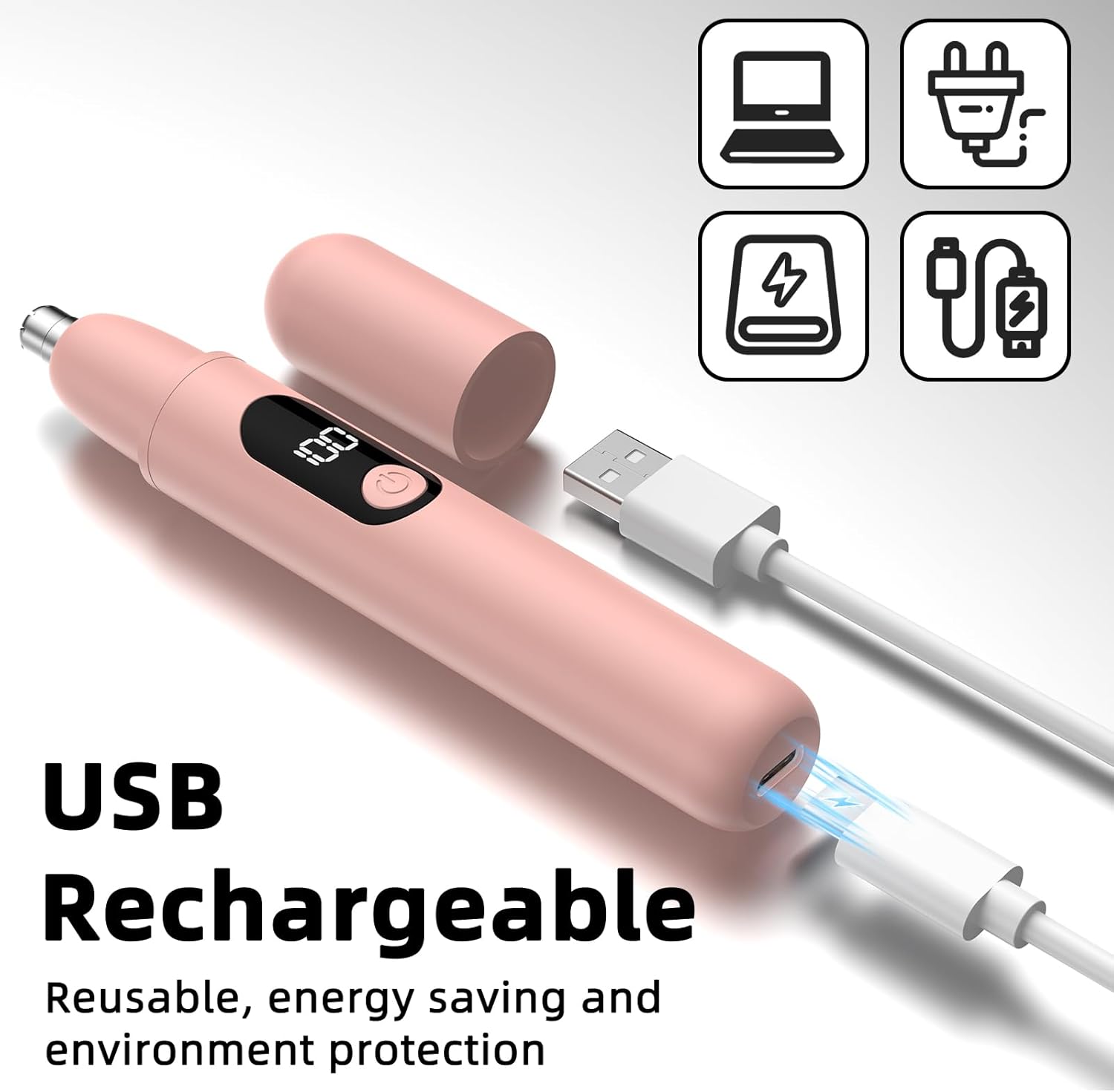 Detalle 2 de Nose Hair Trimmer Rechargeable Cordless – Painless Ear and Eyebrow Trimming Tool