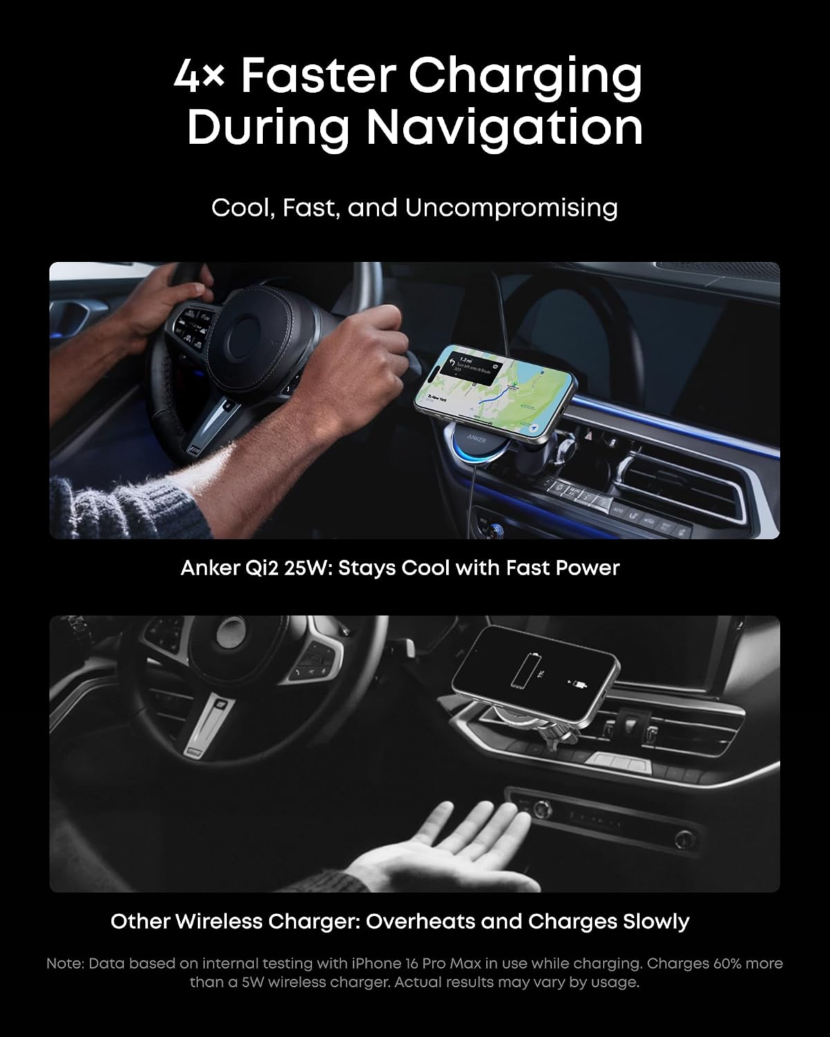Detalle de Anker Prime B2933 Qi2 25W Wireless Car Charger with AirCool