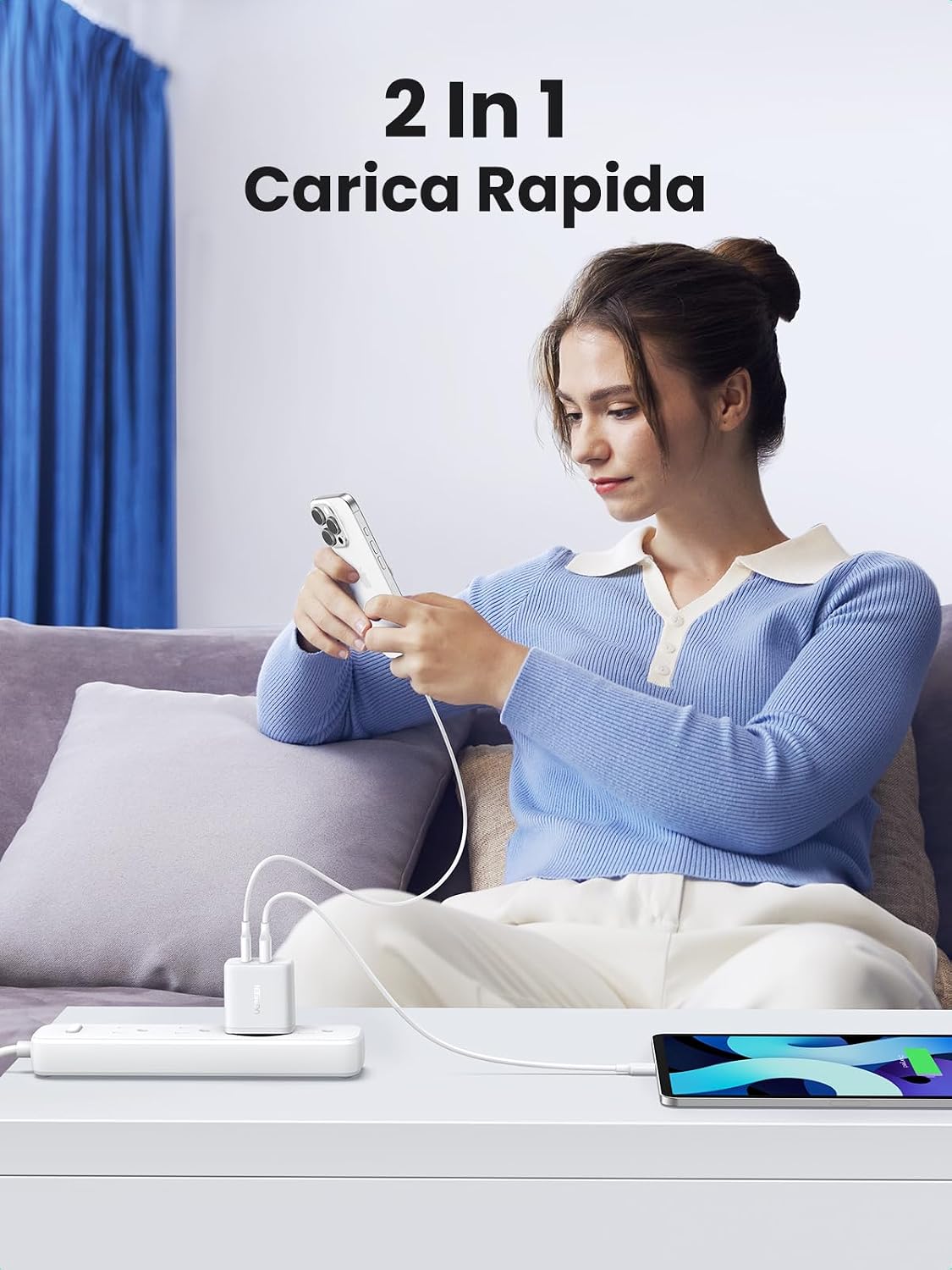 Detalle 2 de UGREEN Zapix 20W Caricatore USB C GaN 2 porte