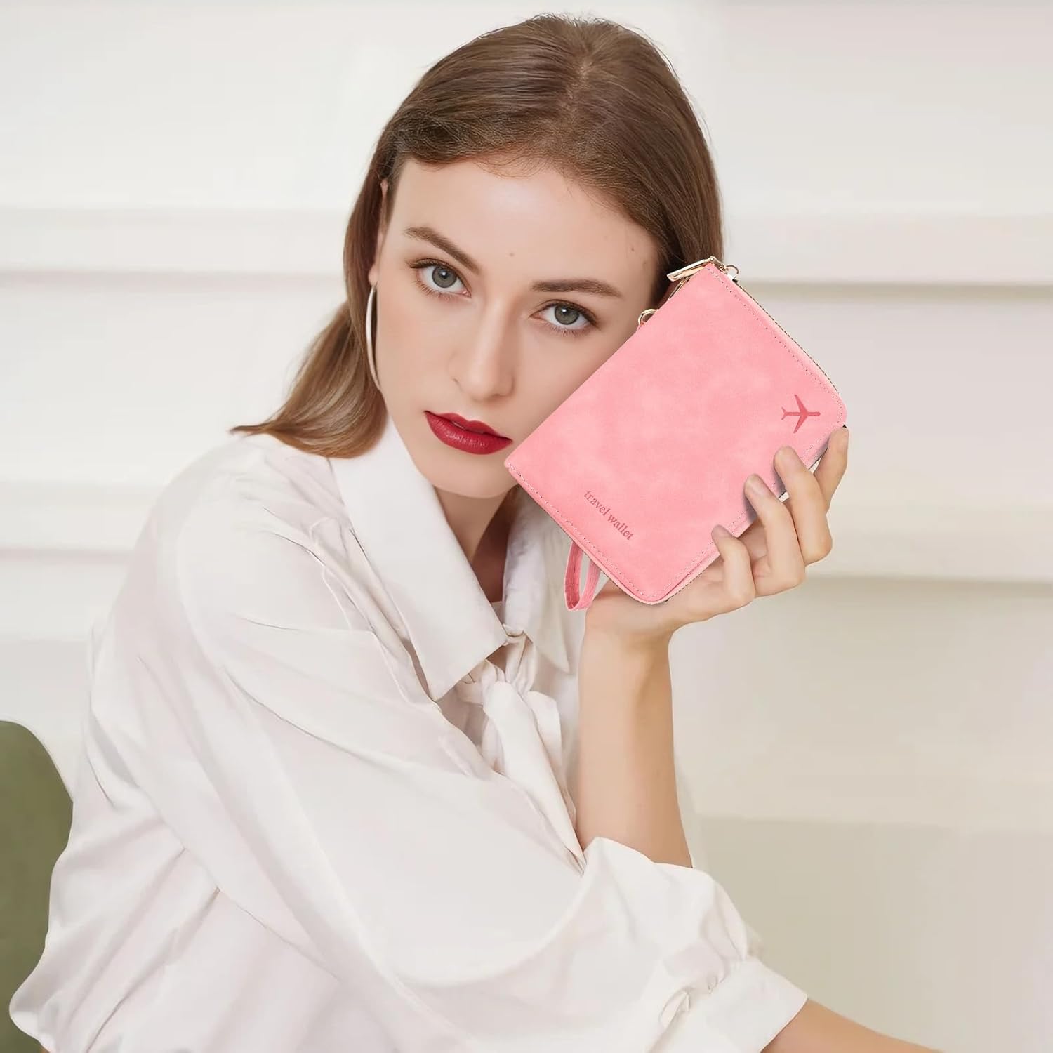 Thumbnail 6 de Zidoley Passport Holder Travel Wallet RFID Blocking in Pink