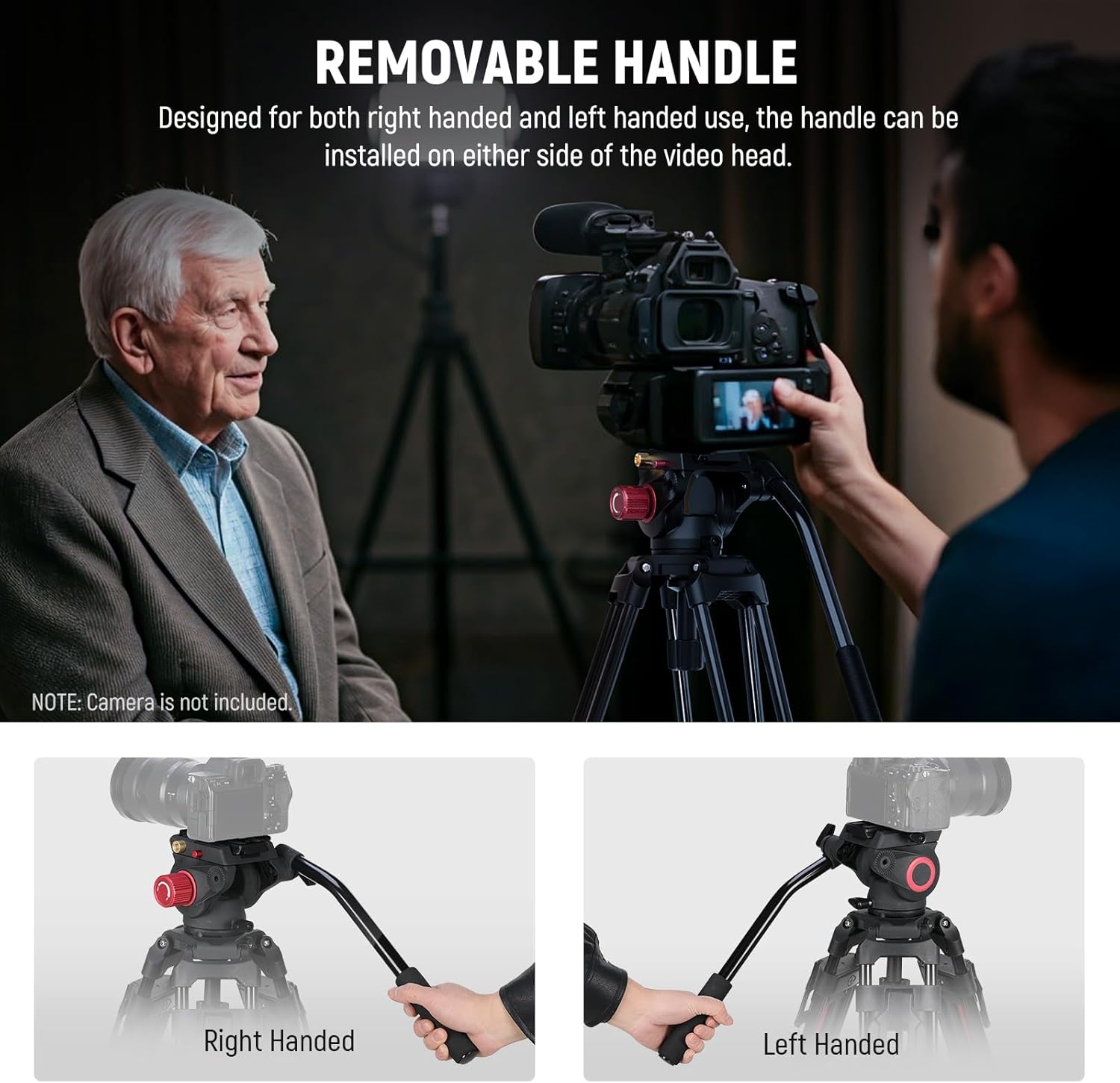 Thumbnail 6 de NEEWER LL38 79"/2m Video Camera Tripod with Fluid Head & Cleaning Cloth: A practical, heavy‑duty option