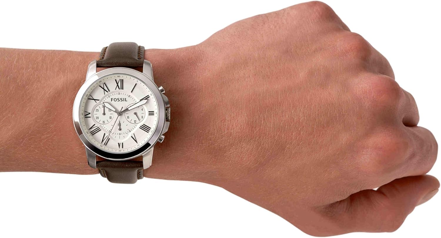 Detalle 2 de Fossil Grant orologio da uomo: cronografo al quarzo con scelta tra bracciale in acciaio o cinturino in pelle