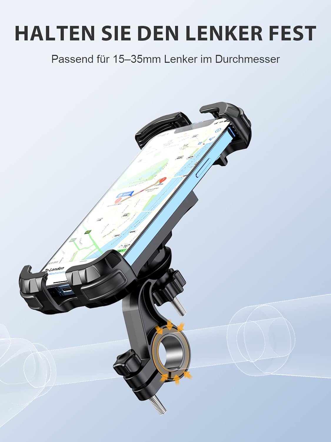 Thumbnail 5 de CIRYCASE Handyhalterung Fahrrad für 4,7–6,8 Zoll: 360° drehbar, Anti-Vibration & Lenker-Klemme