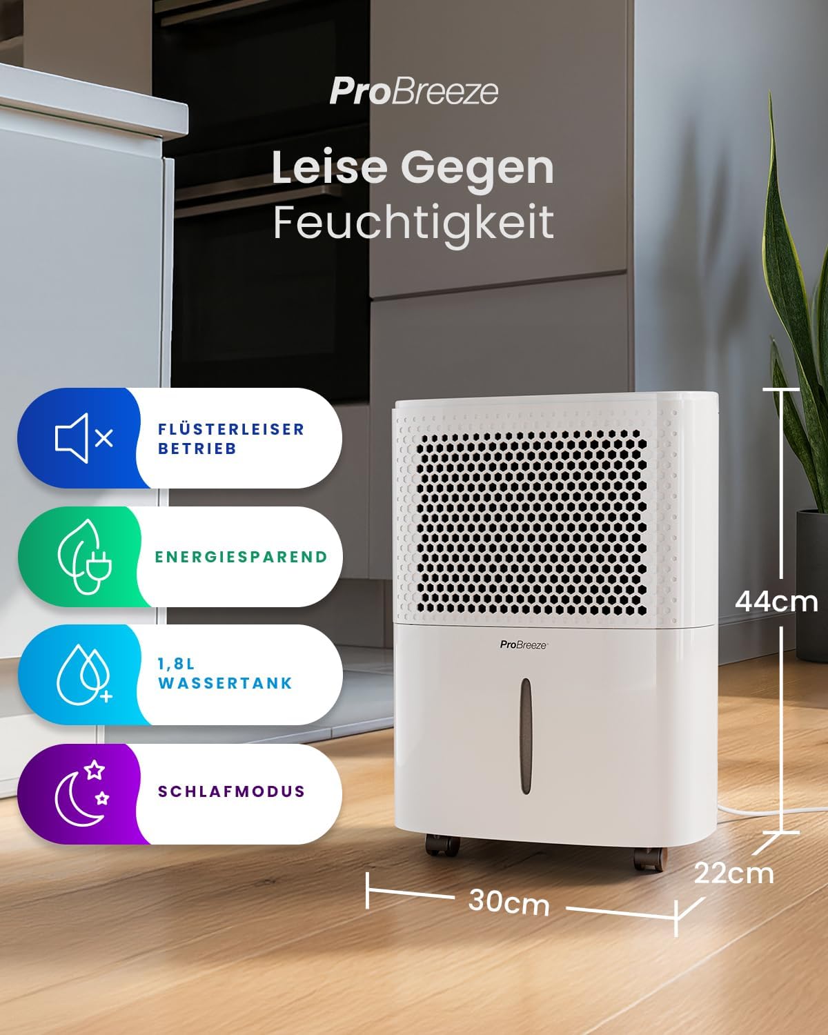 Detalle 2 de Pro Breeze Eco Kompakt Luftentfeuchter 12L/Tag