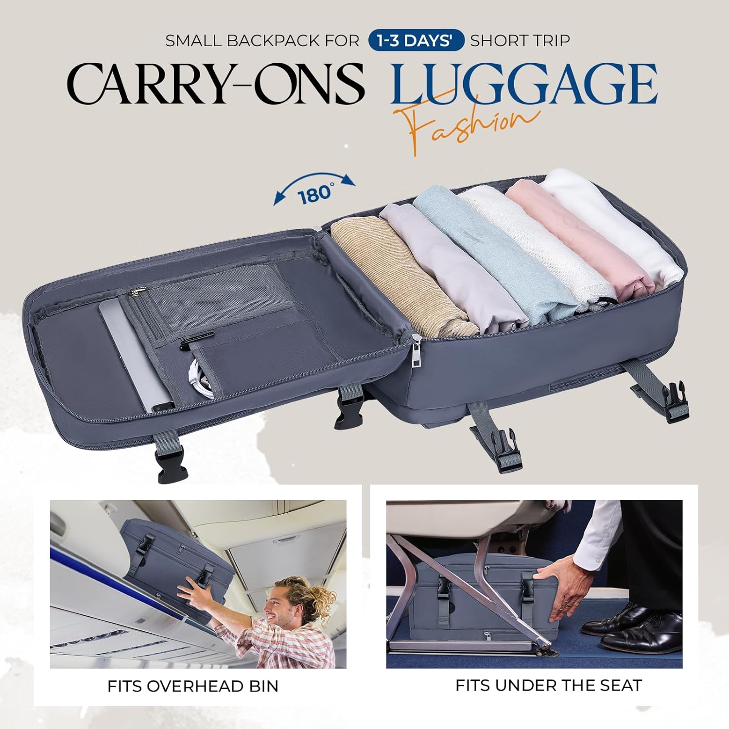 Thumbnail 2 de VMIKIV Ryanair Cabin Bags 40x30x20 Underseat Travel Backpack 24L with Anti-Theft Pocket