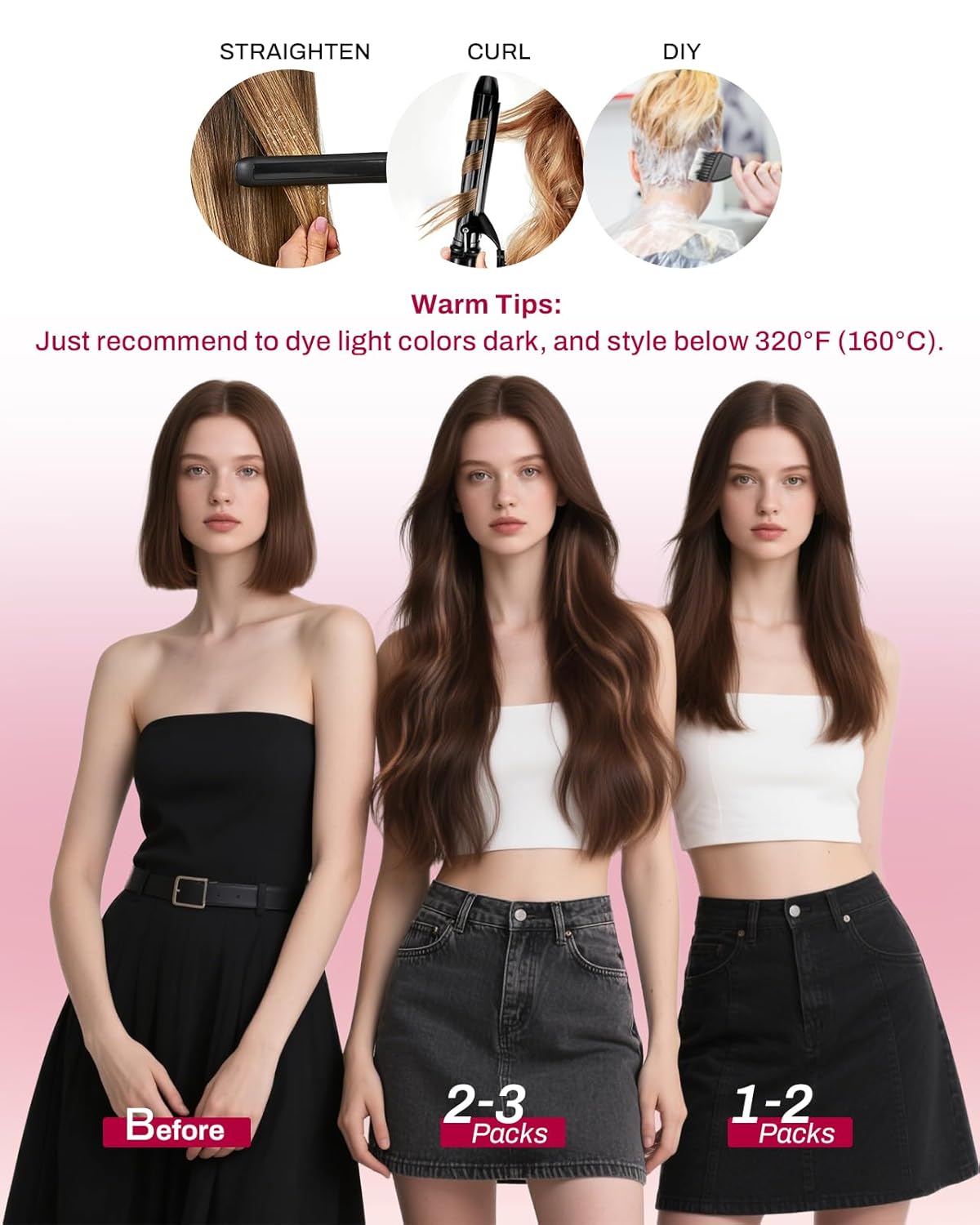 Thumbnail 4 de Moresoo Black Clip-in Hair Extensions Real Human Hair, 120g/7pcs, 20 Inch