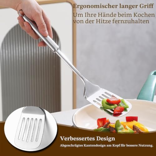 Detalle 2 de Homquen 4-teiliges Küchenutensilien-Set aus Edelstahl – Pfannenwender, Kochlöffel und mehr