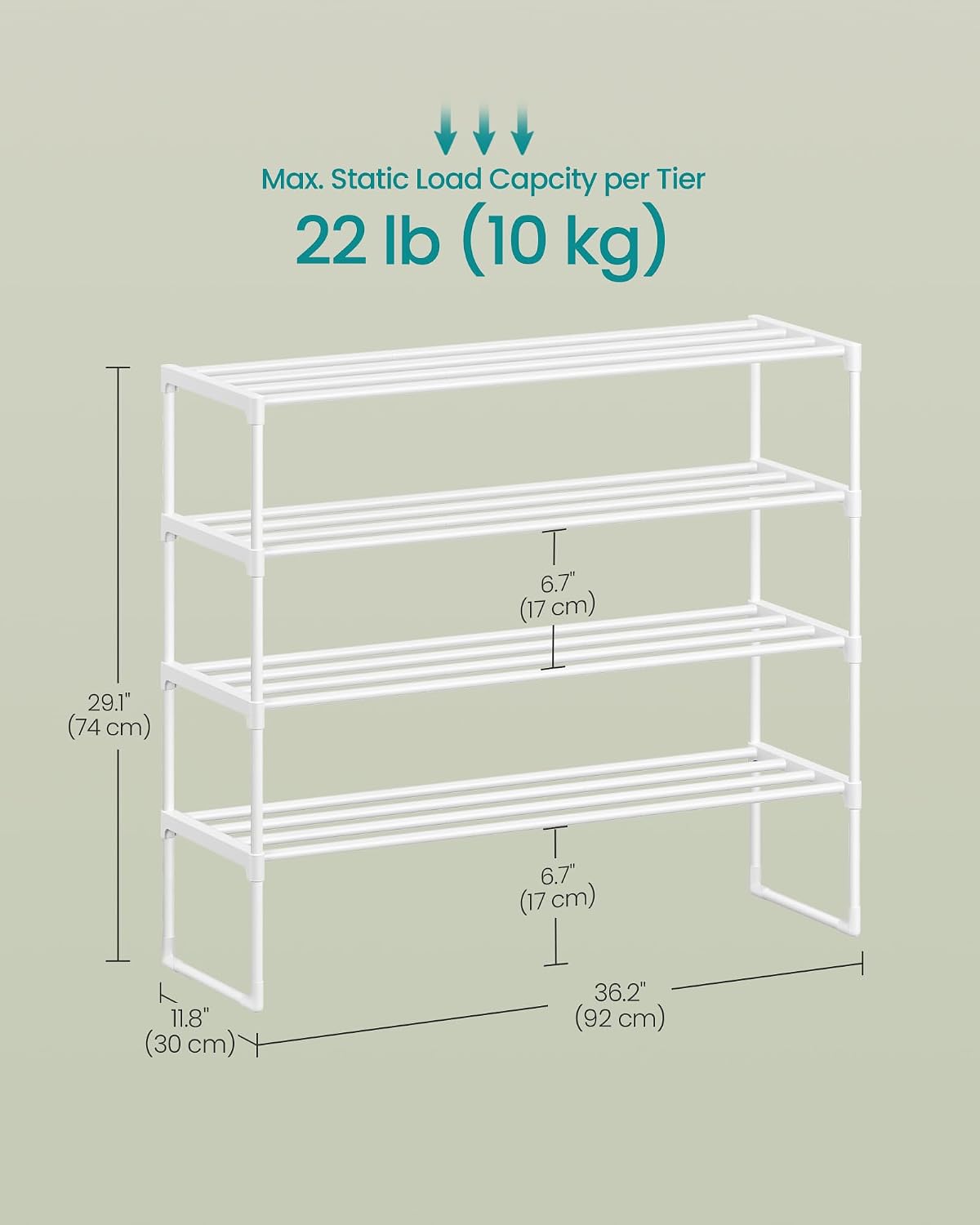 Thumbnail 2 de SONGMICS 4-Tier Shoe Rack shoe storage organiser