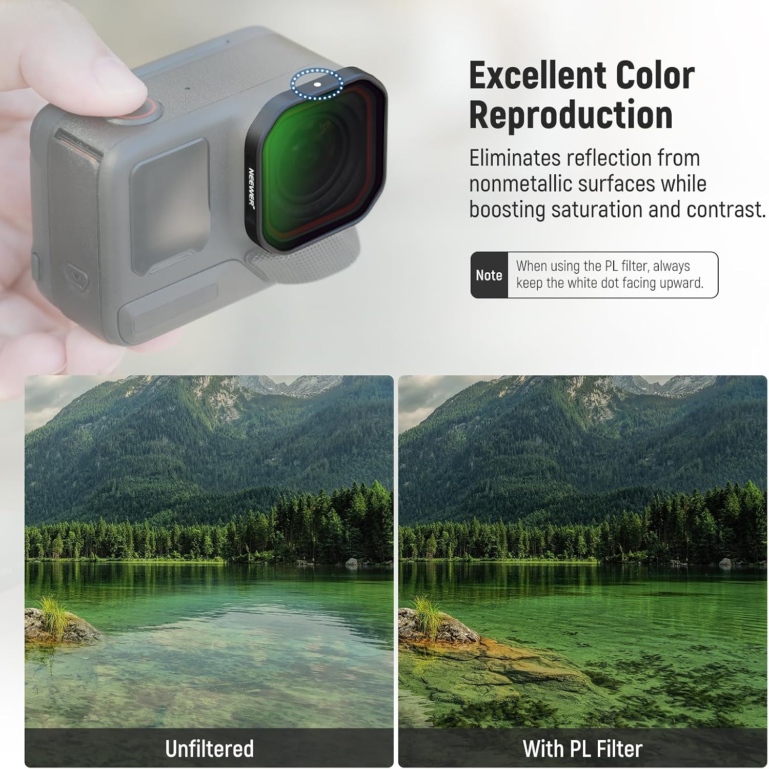Detalle de NEEWER 4-Pack ND & Polarizer Filter Set for Insta360 Ace Pro 2 (PL/ND16/ND32/ND64)