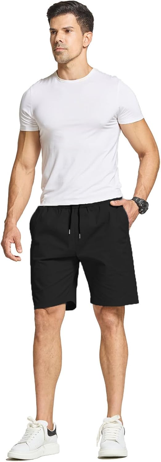Detalle de JustSun Men's Summer Shorts: Cotton Chino with Elastic Waist Pockets