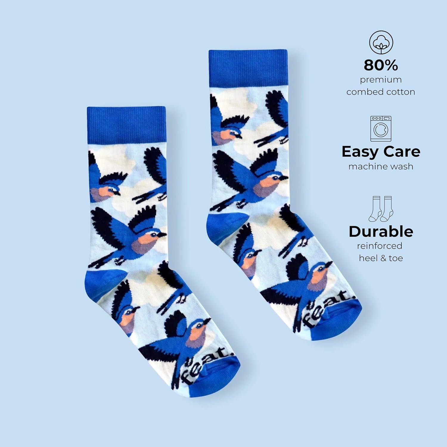 Detalle de Cotton Crew Socks – Unisex, Fun Design, UK Sizes 4–7 & 8–11