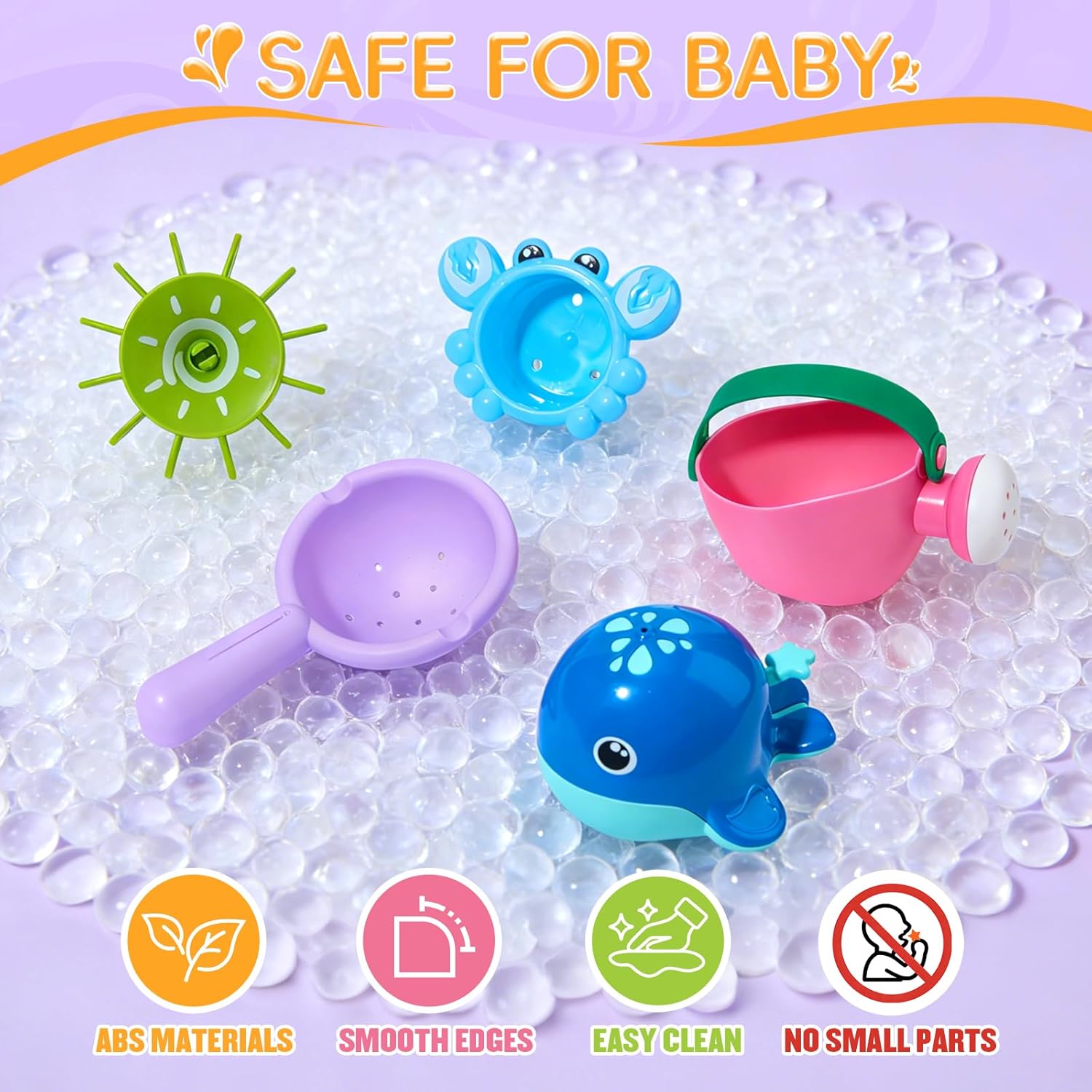 Detalle de Bath Toys for 1–4 Year Olds: All-in-One 7-Piece Bath Set for Spout-Splash Fun