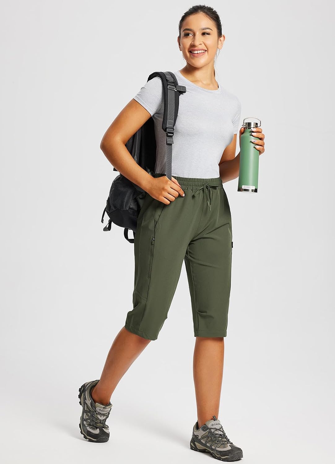 Detalle de baleaf Women’s 15" Hiking Shorts Long Bermuda Cargo (Below-the-Knee Capris)