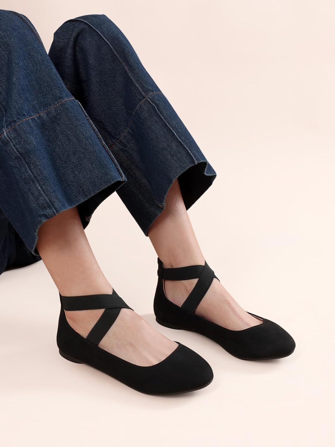 Detalle 2 de DREAM PAIRS Women’s Comfortable Fashion Elastic Ankle Straps Flats