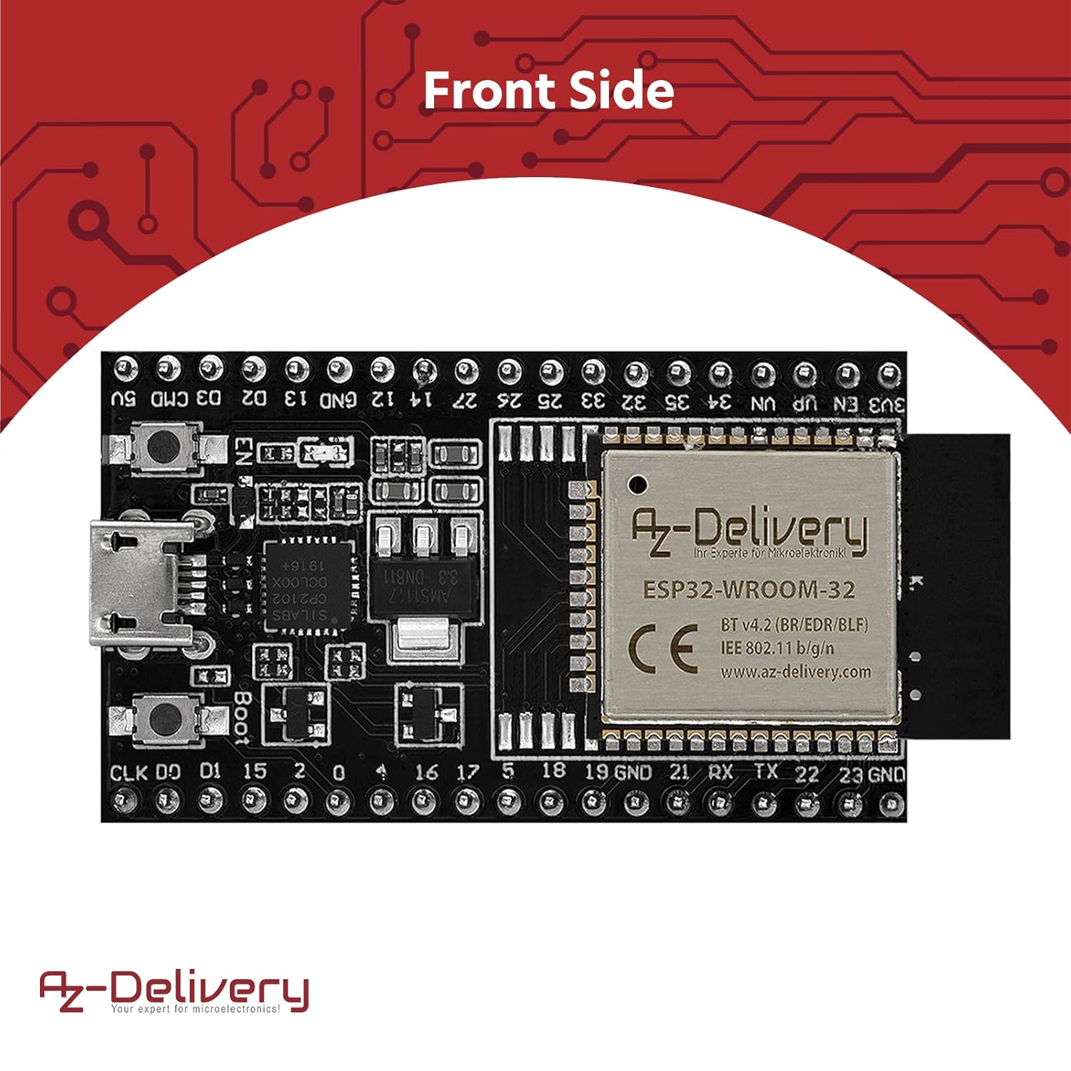 Detalle de AZDelivery 3× ESP32 Dev Kit C V4 NodeMCU WLAN (inkl. E‑Book) – für Prototyping mit Arduino & Lua