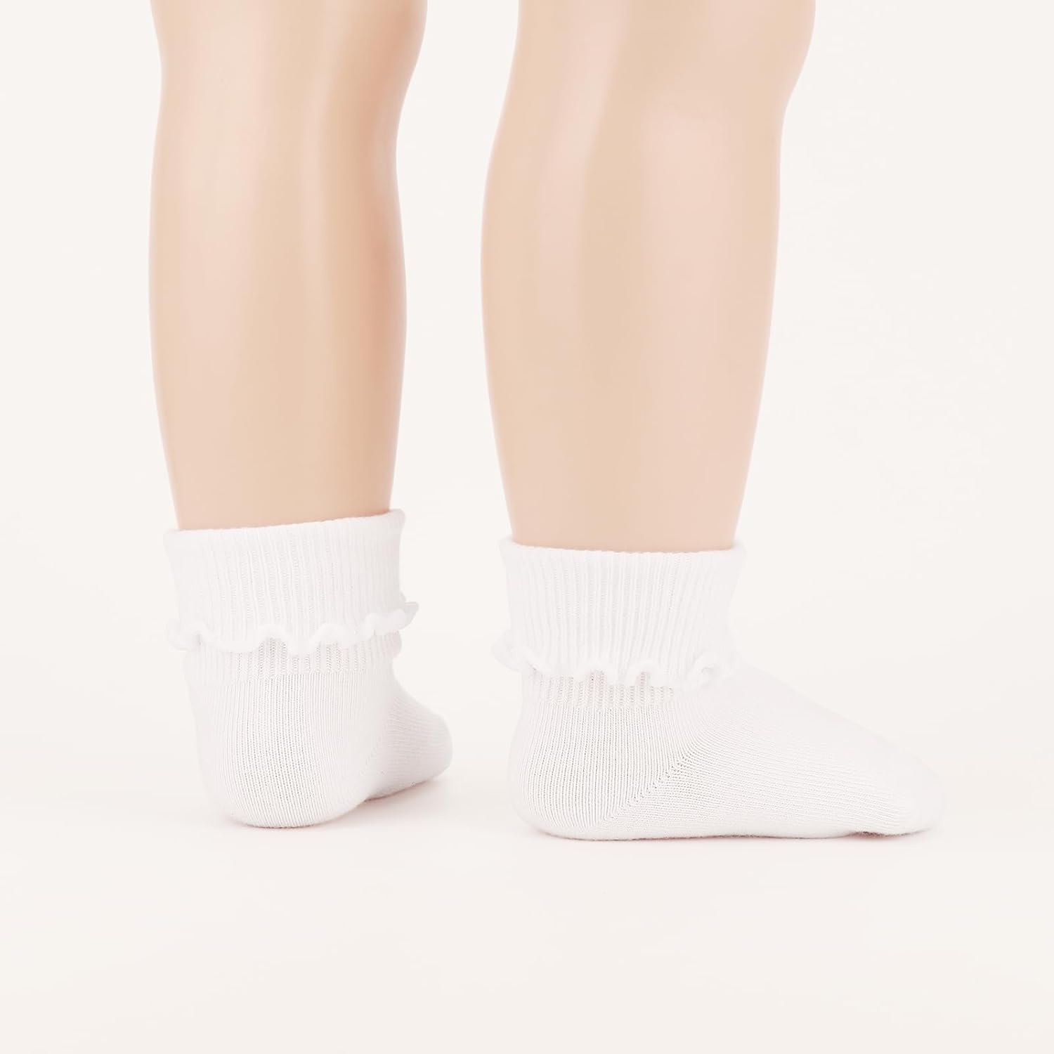 Thumbnail 4 de DRESHOW Infant Ruffle Lace Socks: Non-slip, Plain Yet Frilly Baby Socks for Newborns to Toddlers