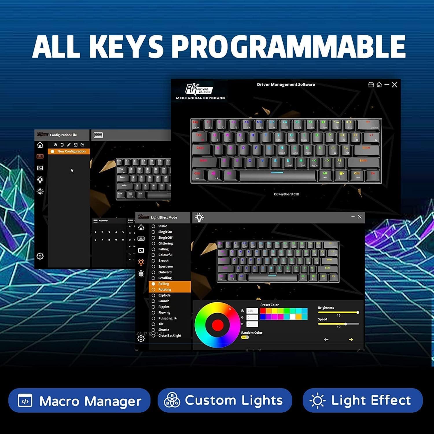Detalle 2 de RK ROYAL KLUDGE RK61 61‑Tasten 2,4 GHz ⌨