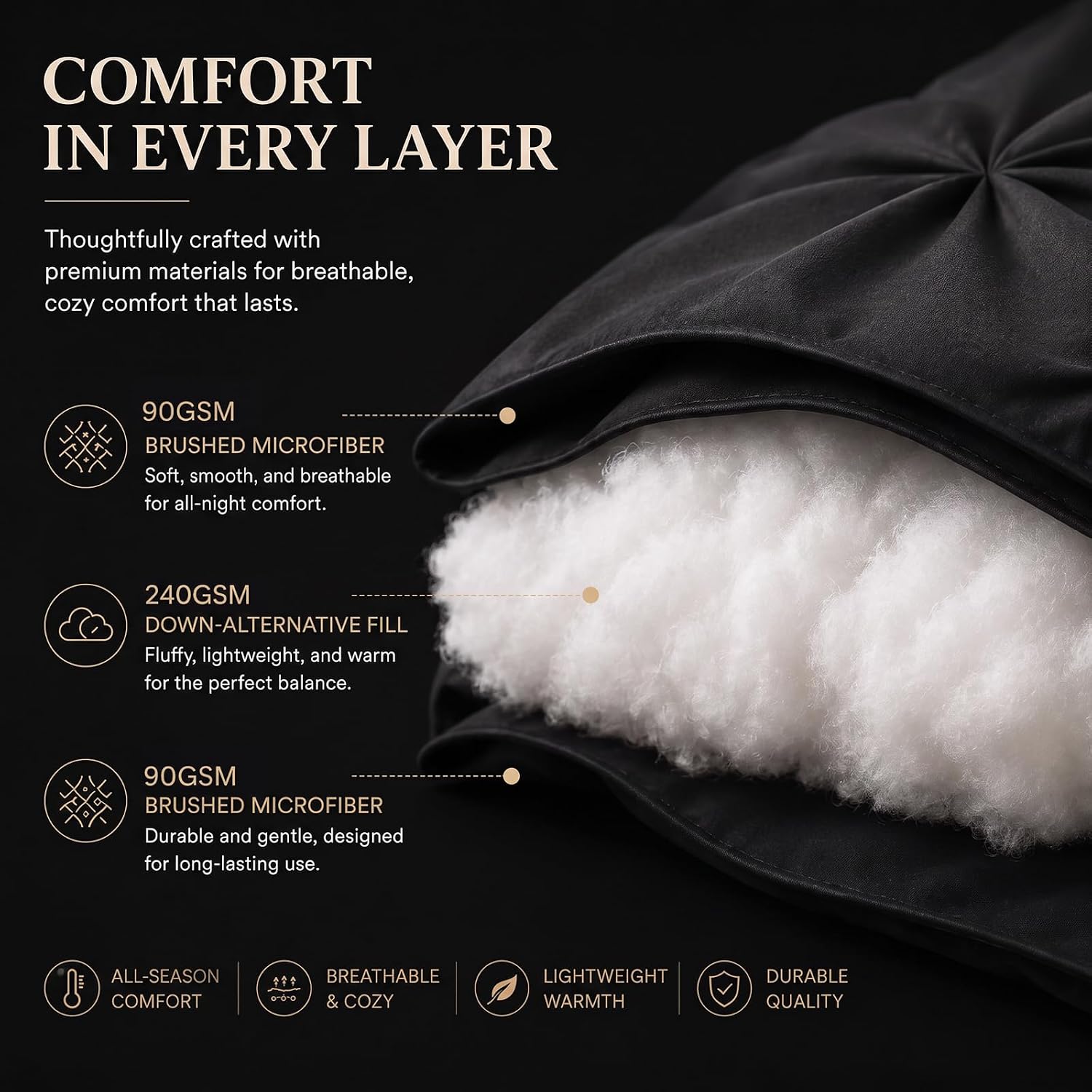 Thumbnail 4 de CozyLux Queen Comforter 7-Piece Pintuck