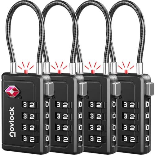 Candados TSA NovLock con indicador de apertura y combinación de 4 dígitos (4 uds.)