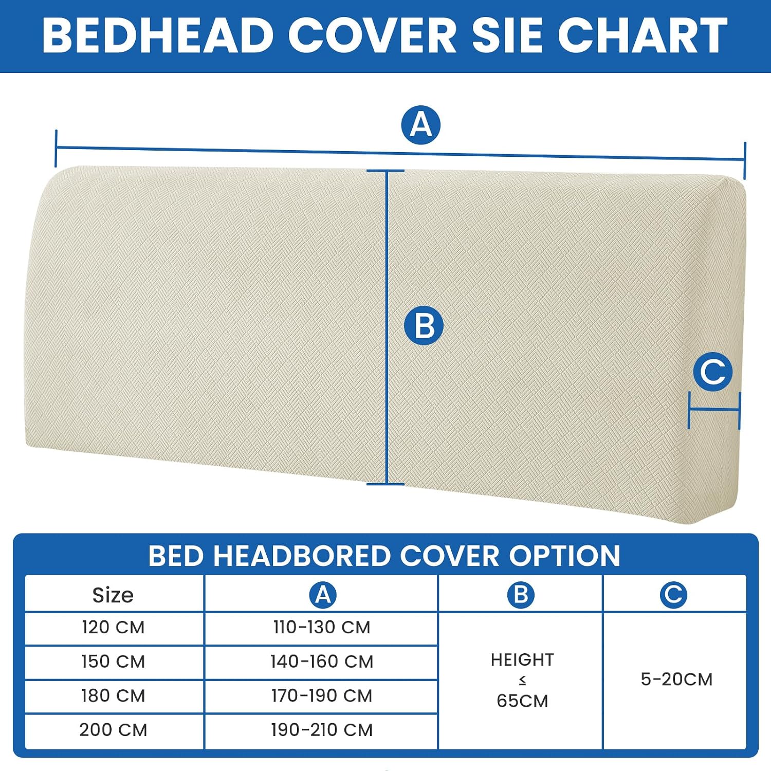 Thumbnail 1 de YSTELLAA Copri Testata Letto Singolo 120 cm beige, copripalliera elasticizzata antipolvere lavabile