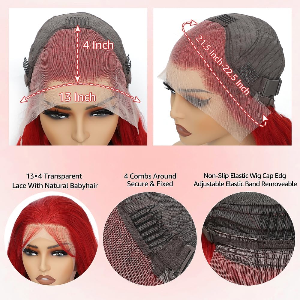 Thumbnail 4 de mululi 30 Inch Red Wig Red Wig ๐โ