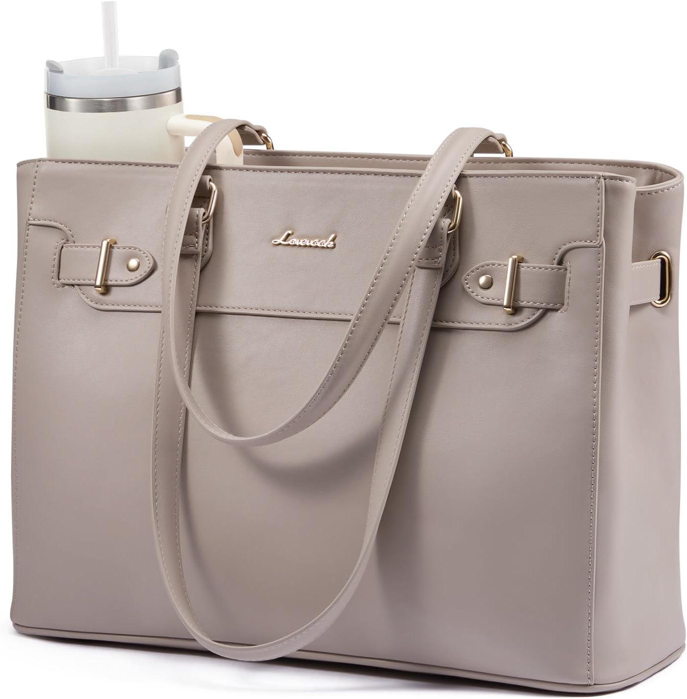 Thumbnail 6 de LOVEVOOK Damen Mittelgroße Shopper-Tasche für 15,6 Zoll mit Laptopfach (PU-Leder, wasserdicht & kratzfest)