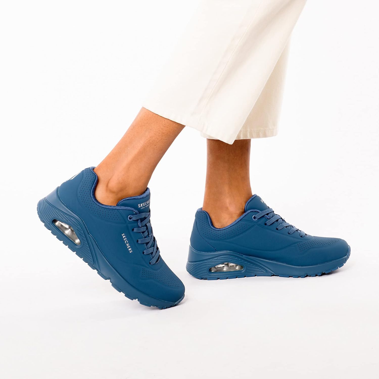 Thumbnail 1 de Skechers Damen Uno Stand On Air Trainers – Blau Durabuck/Mesh, Größe 41 EU