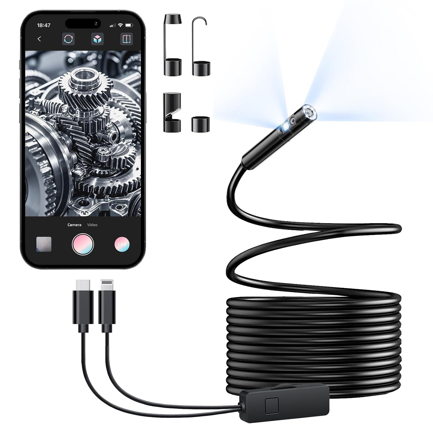Thumbnail 6 de Elecshion Dual-Lens Endoscope Camera, 1920P, 16.5FT Semi-Rigid Cable