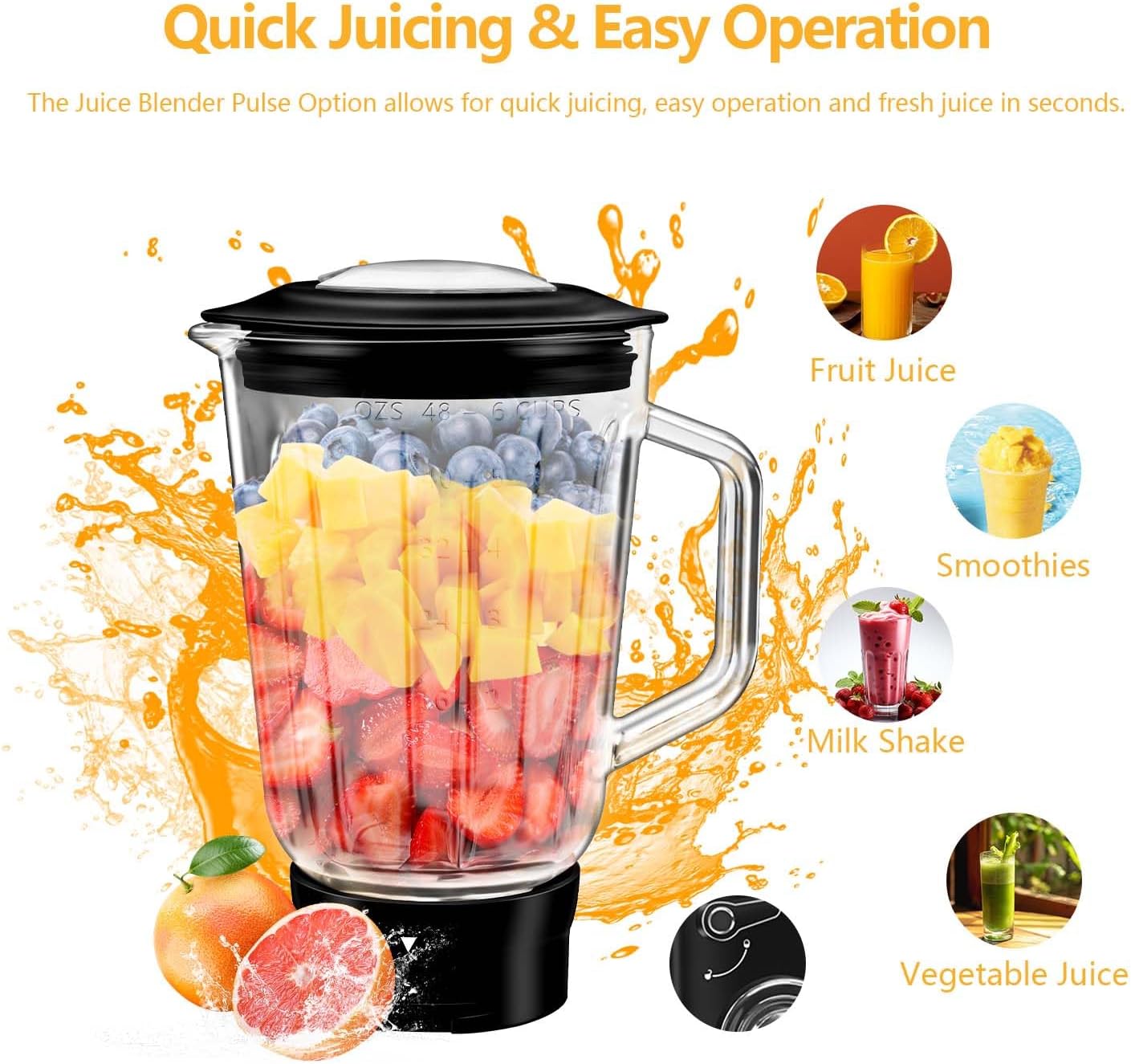 Thumbnail 6 de SeaSpark Multifunctional 6-in-1 Stand Mixer (6.3Qt Tilt-Head) with Stainless Steel Bowl, Meat Grinder & Juice Blender, Black (SC-213C)