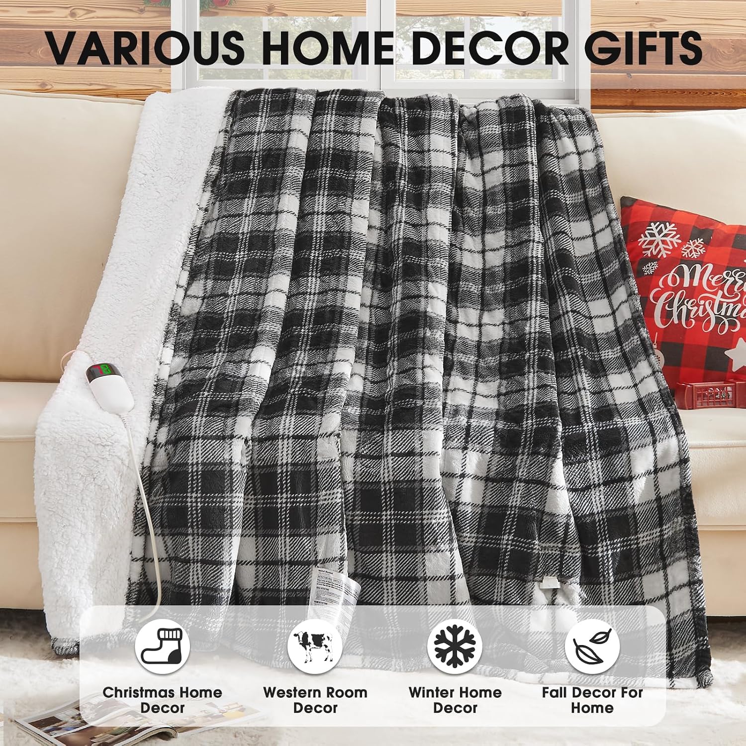 Thumbnail 5 de Black Heated Blanket Twin 62x84, 10 Heat Levels